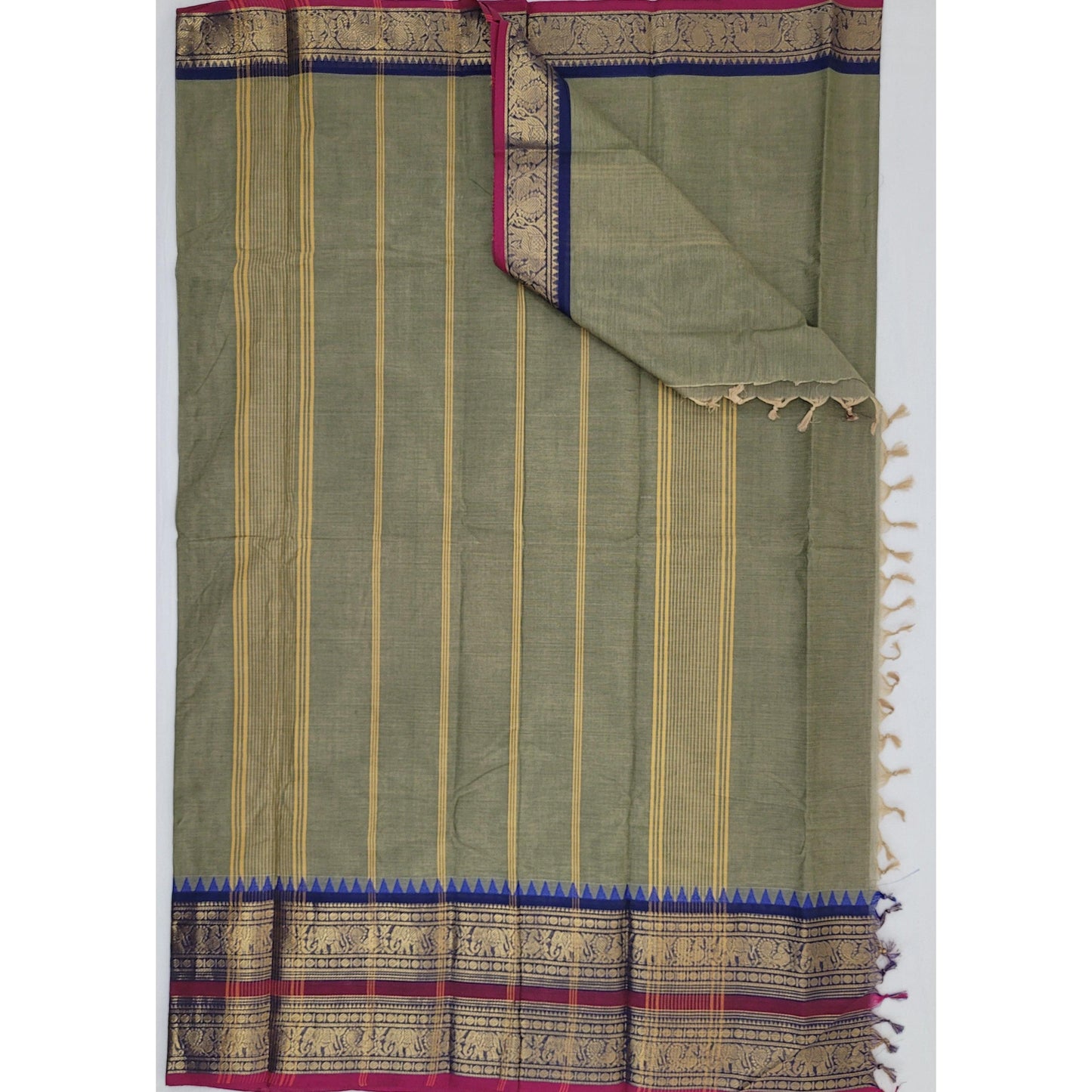 Capers Color Kanchi Cotton Saree with Zari Border - Vinshika
