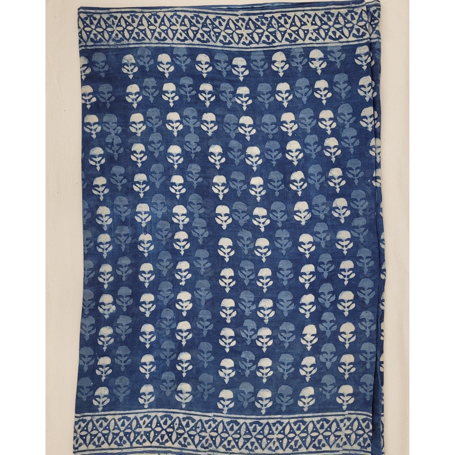 Hand Block Printed Bagru mul mul cotton saree with printed blouse - Vinshika
