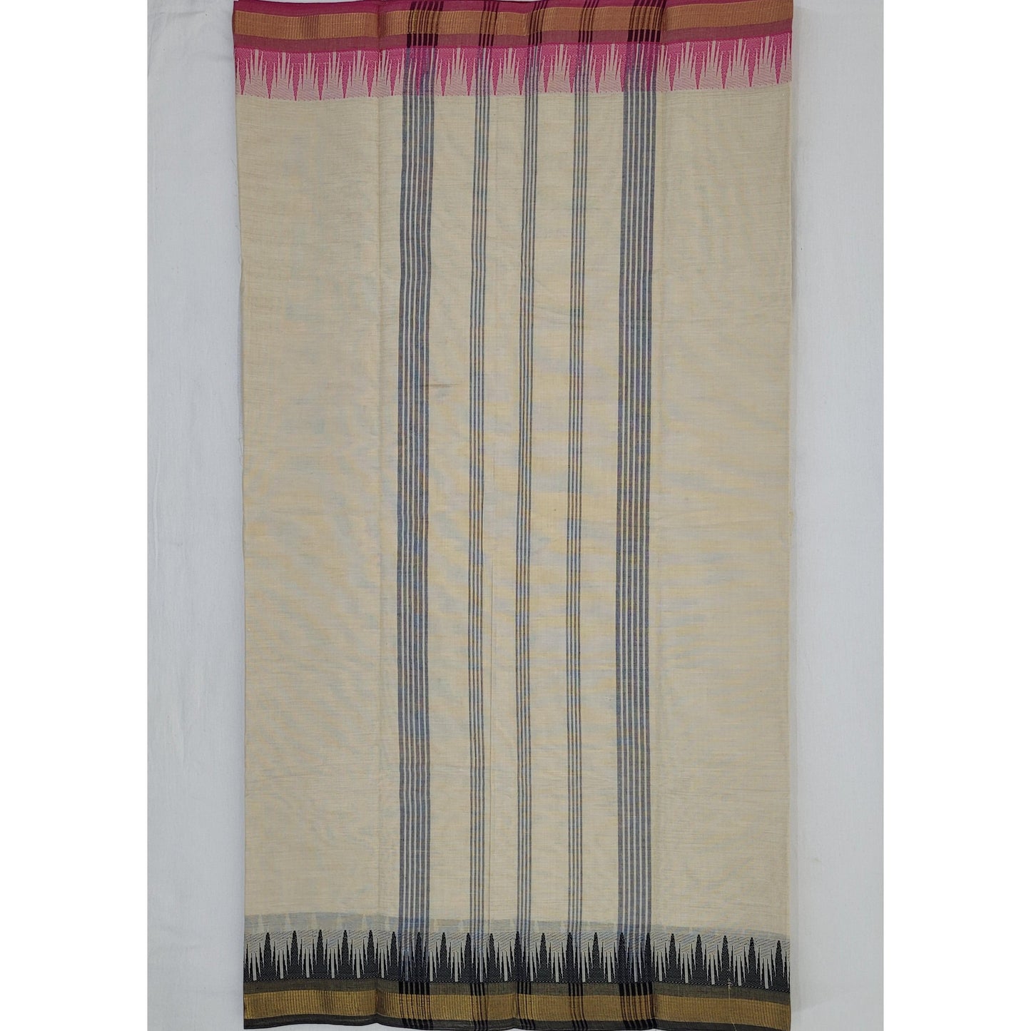 Cream Color Chettinadu Pure Cotton Saree - Vinshika