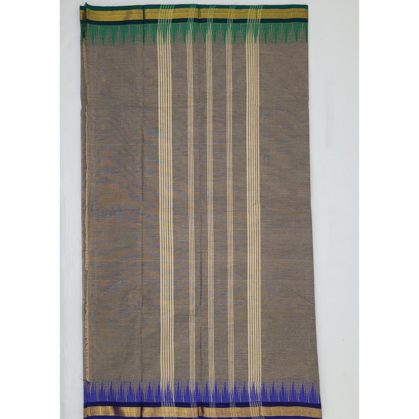 Steel Grey Color Chettinadu Pure Cotton Saree - Vinshika