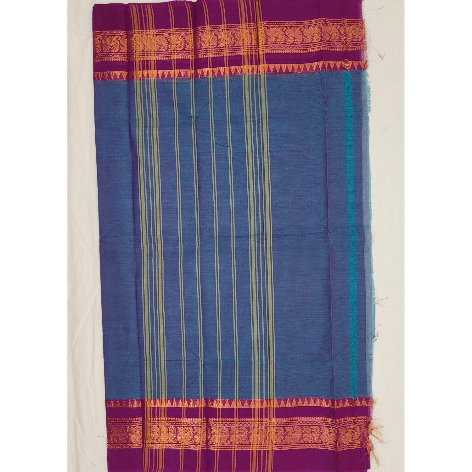 Blue Color Chettinadu Pure Cotton Saree - Vinshika