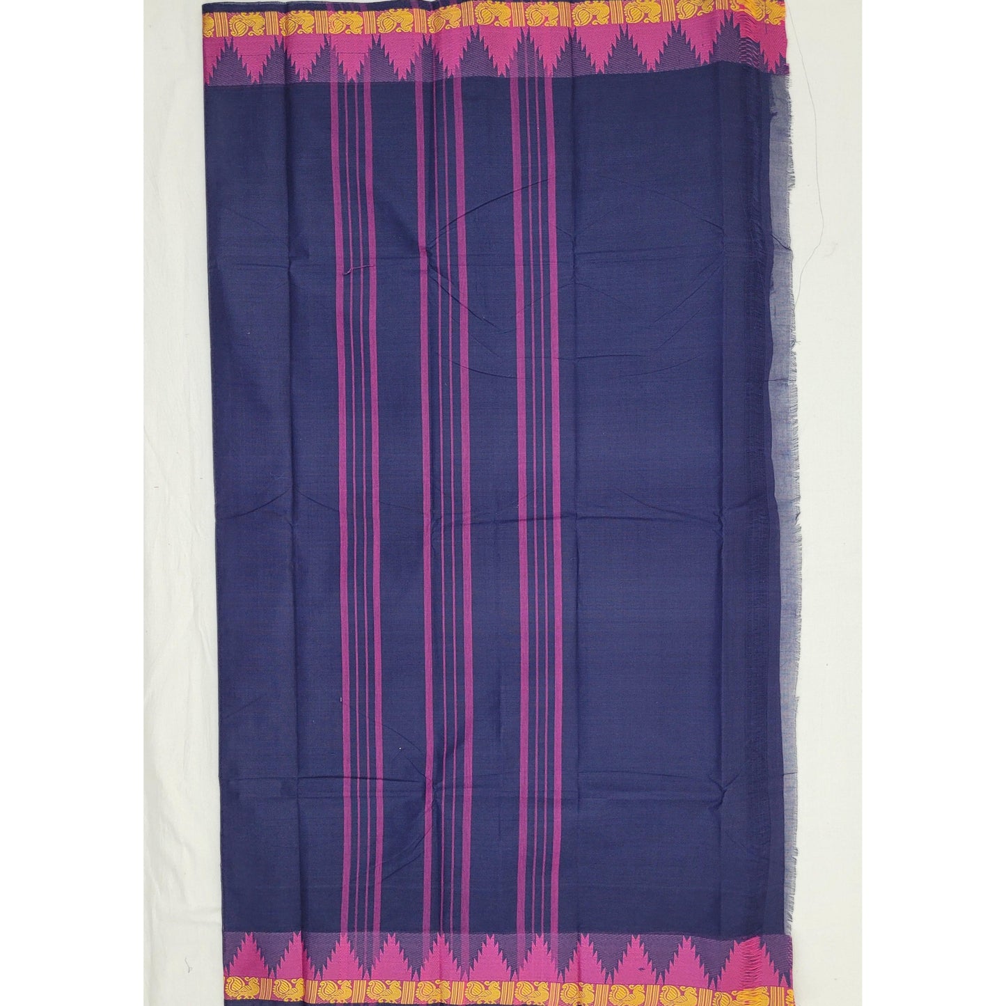 Navy Blue Color Chettinadu Pure Cotton Saree - Vinshika