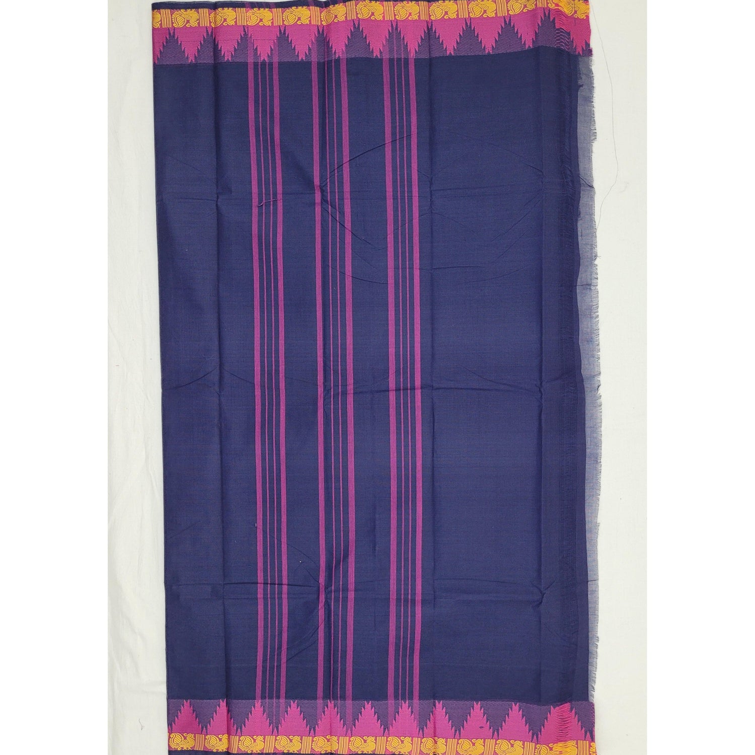 Navy Blue Color Chettinadu Pure Cotton Saree - Vinshika