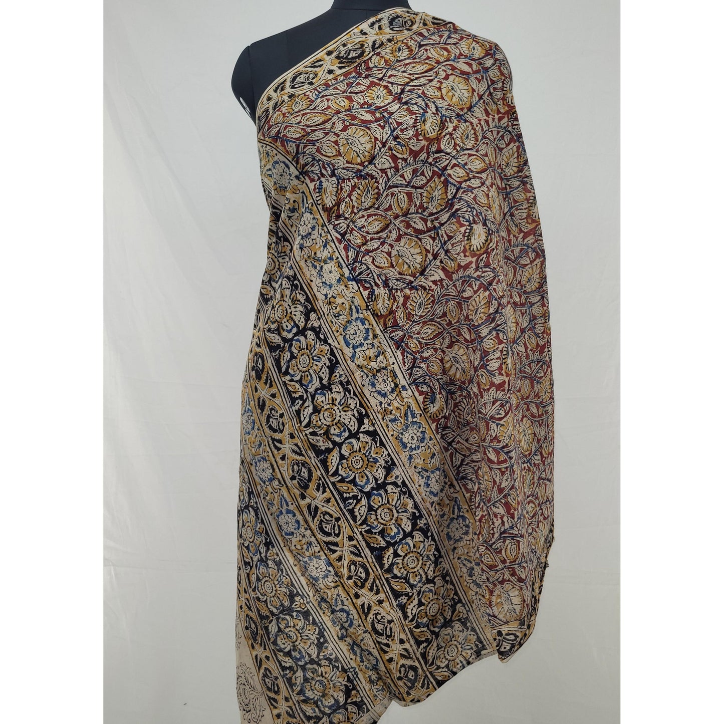 Hand Block Printed Kalamkari Cotton Dupatta - Vinshika