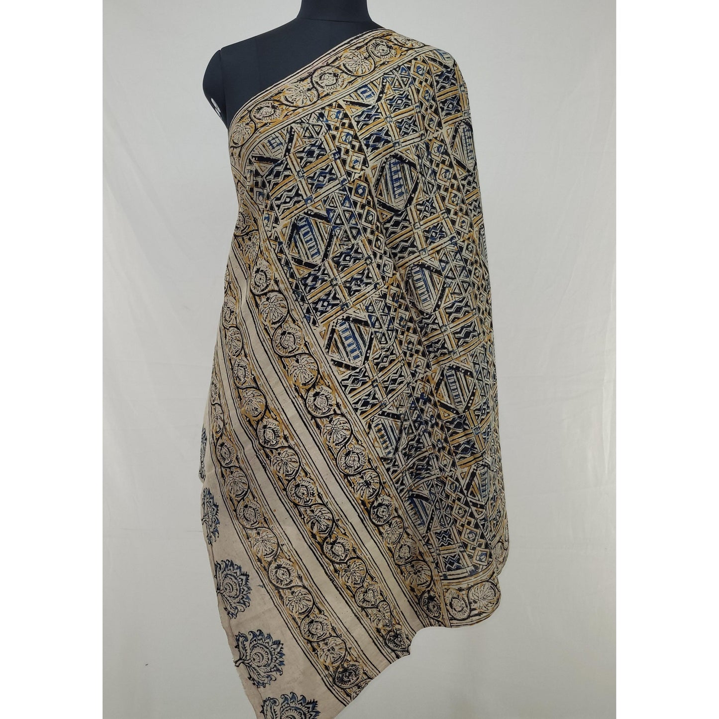 Hand Block Printed Kalamkari Cotton Dupatta - Vinshika