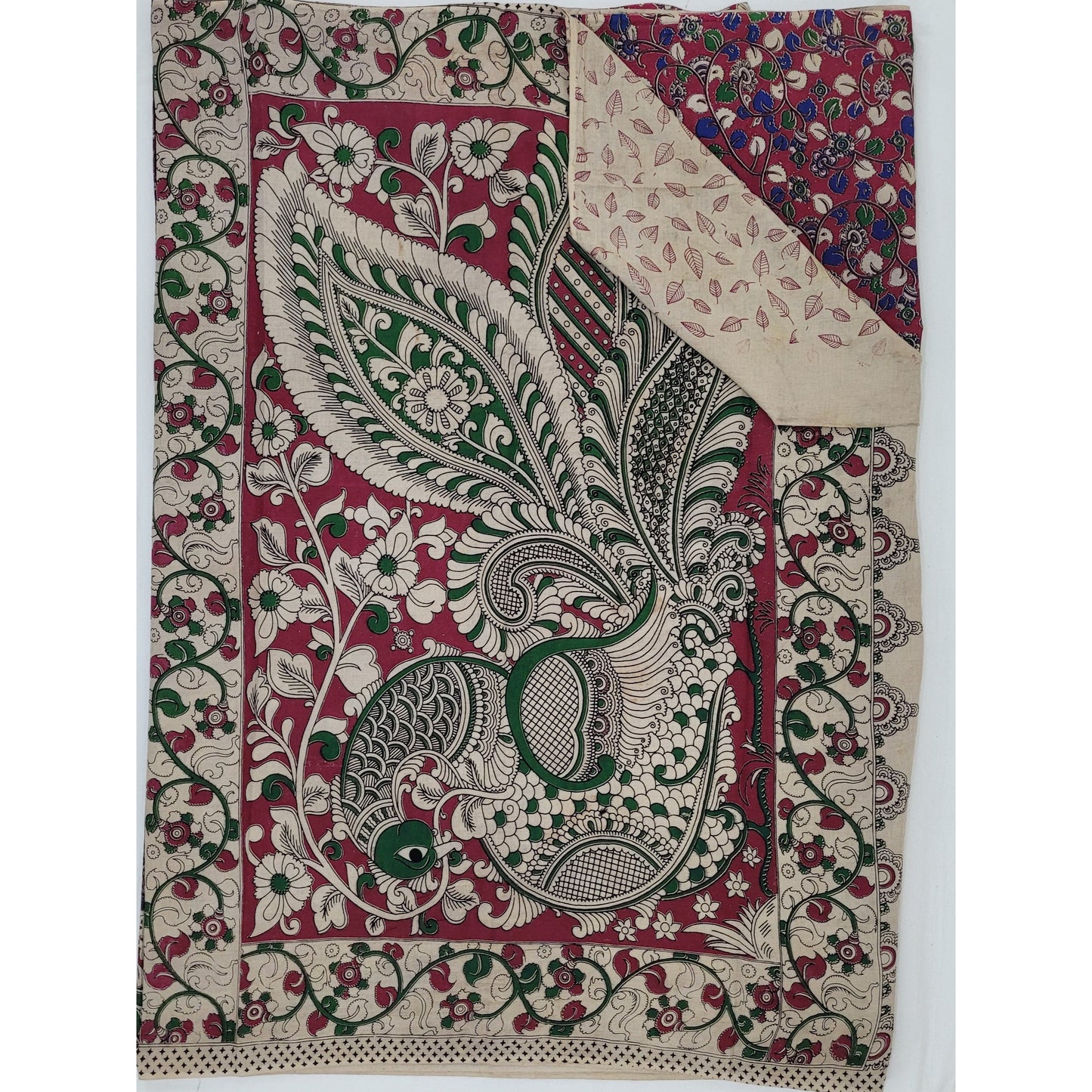 Handprinted Kalamkari Cotton saree - Vinshika
