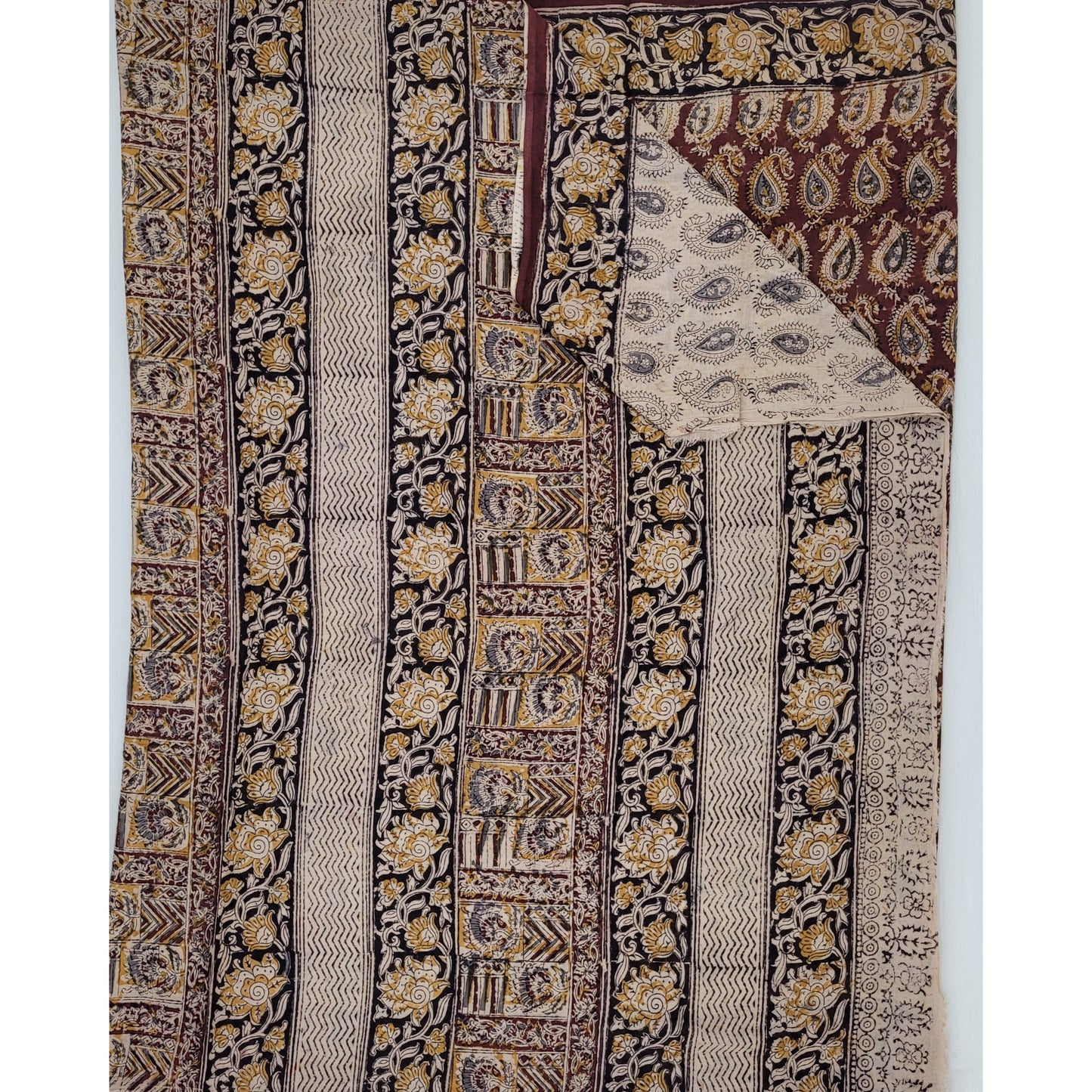 Hand Block printed Kalamkari cotton saree - Vinshika