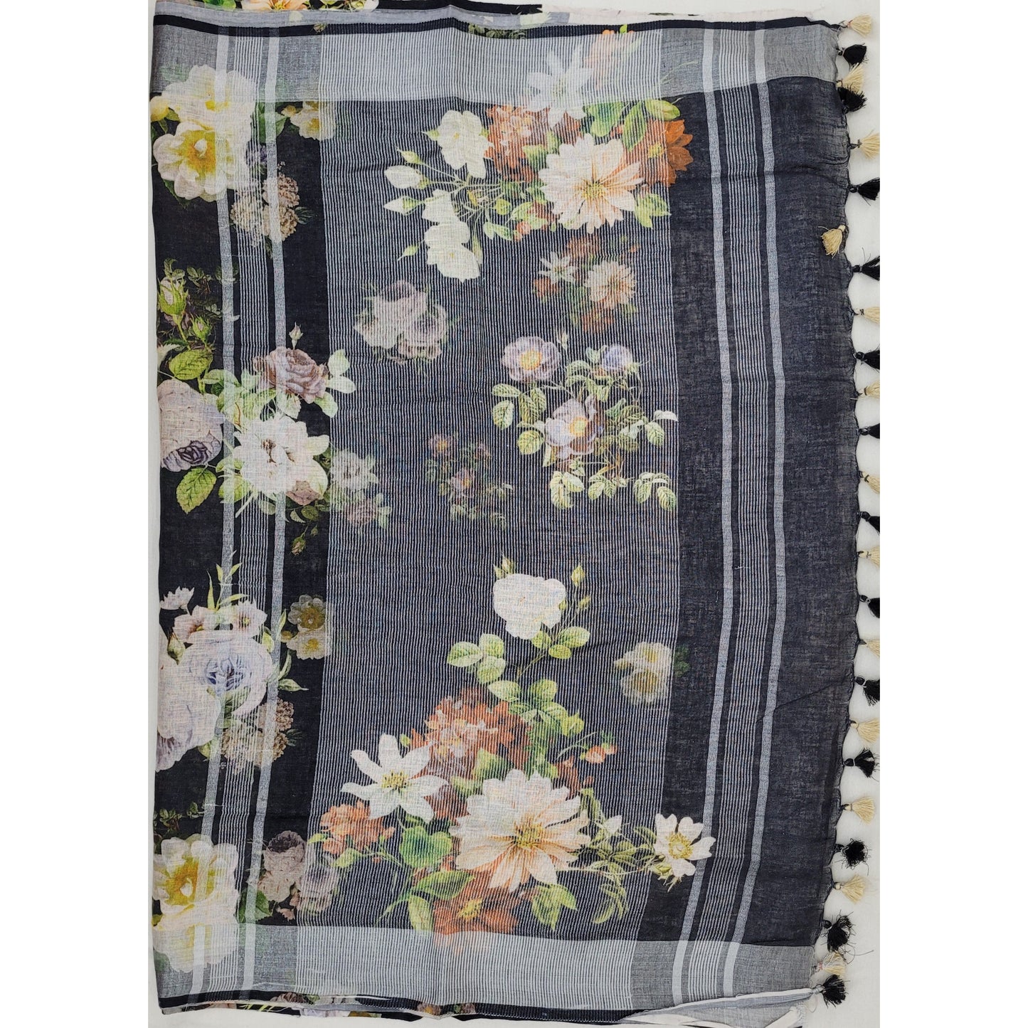 Handwoven premium digital print linen saree - Vinshika