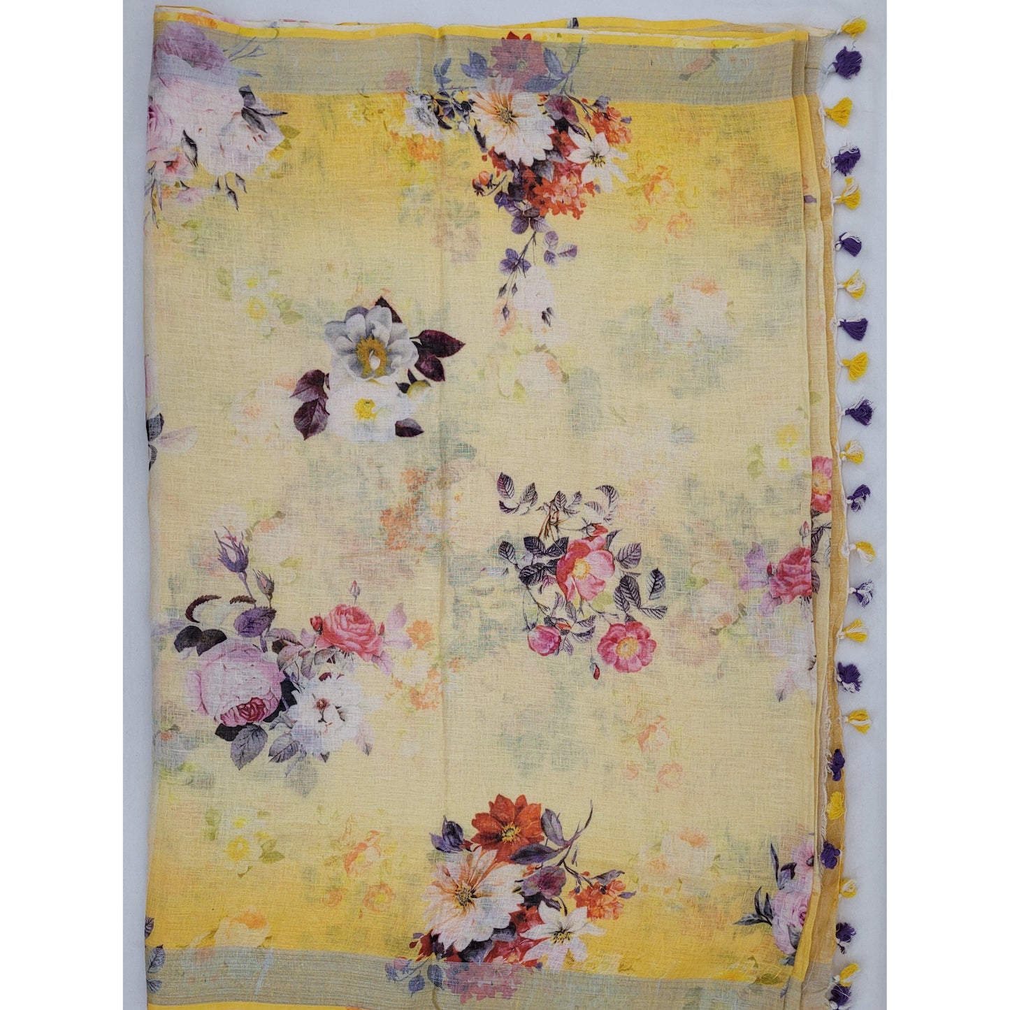 Handwoven premium digital print linen saree - Vinshika