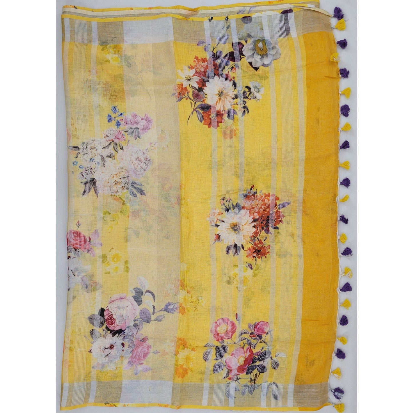Handwoven premium digital print linen saree - Vinshika