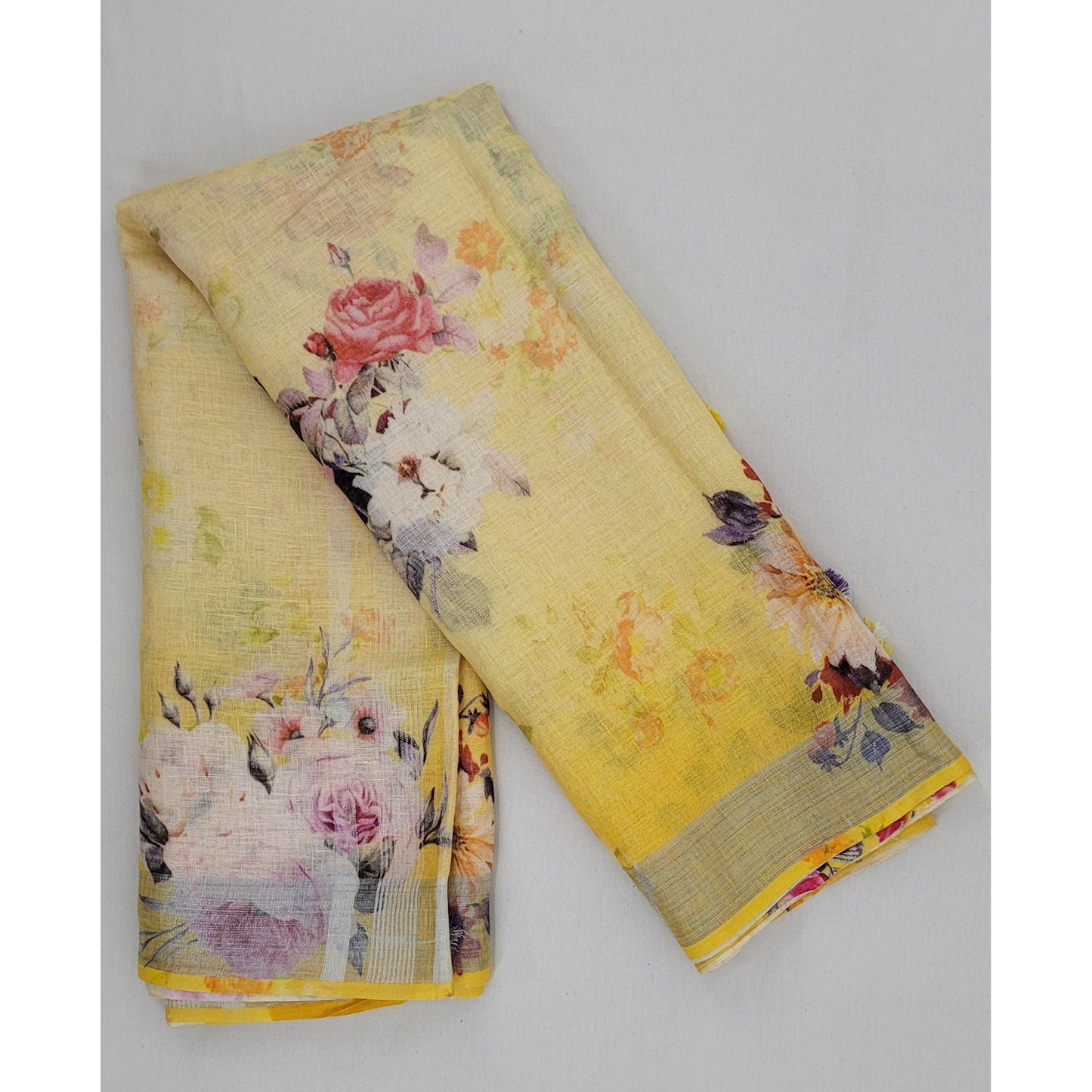 Handwoven premium digital print linen saree - Vinshika