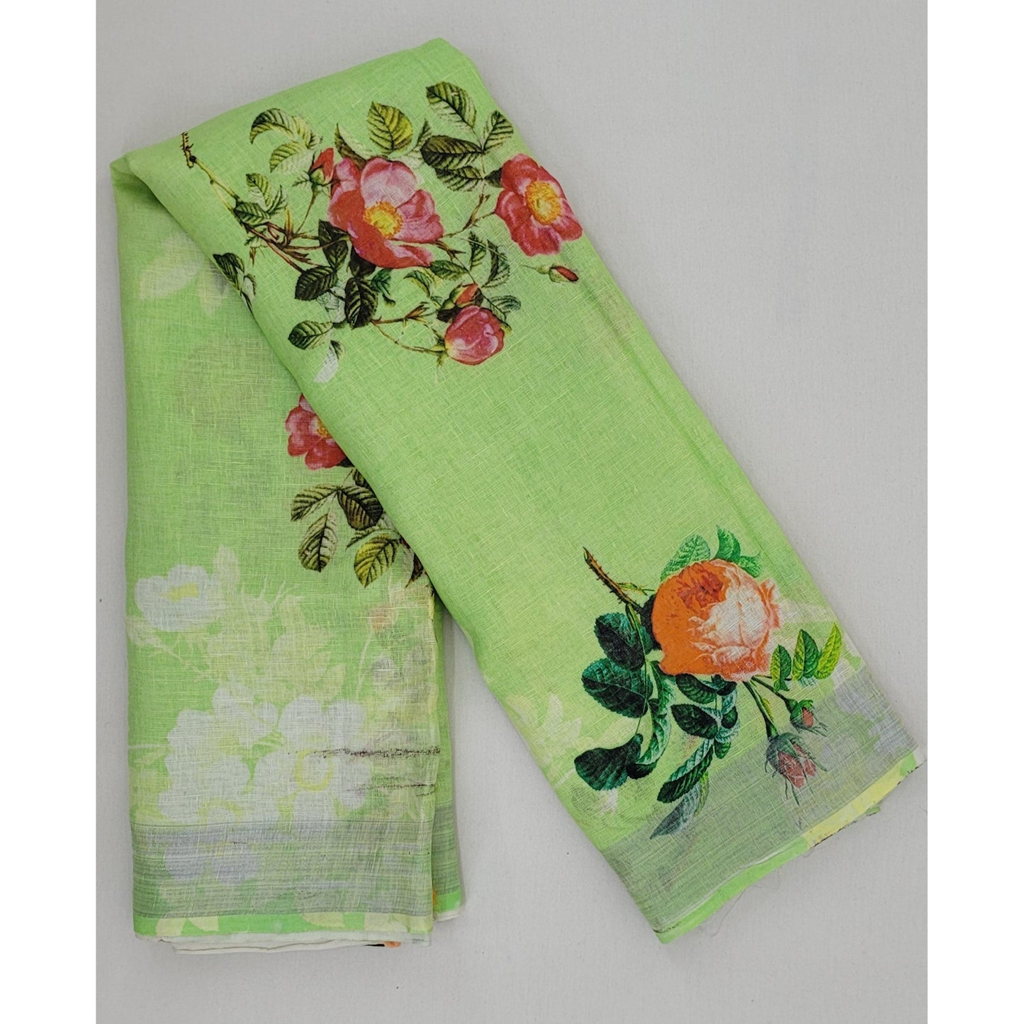 Handwoven premium digital print linen saree - Vinshika