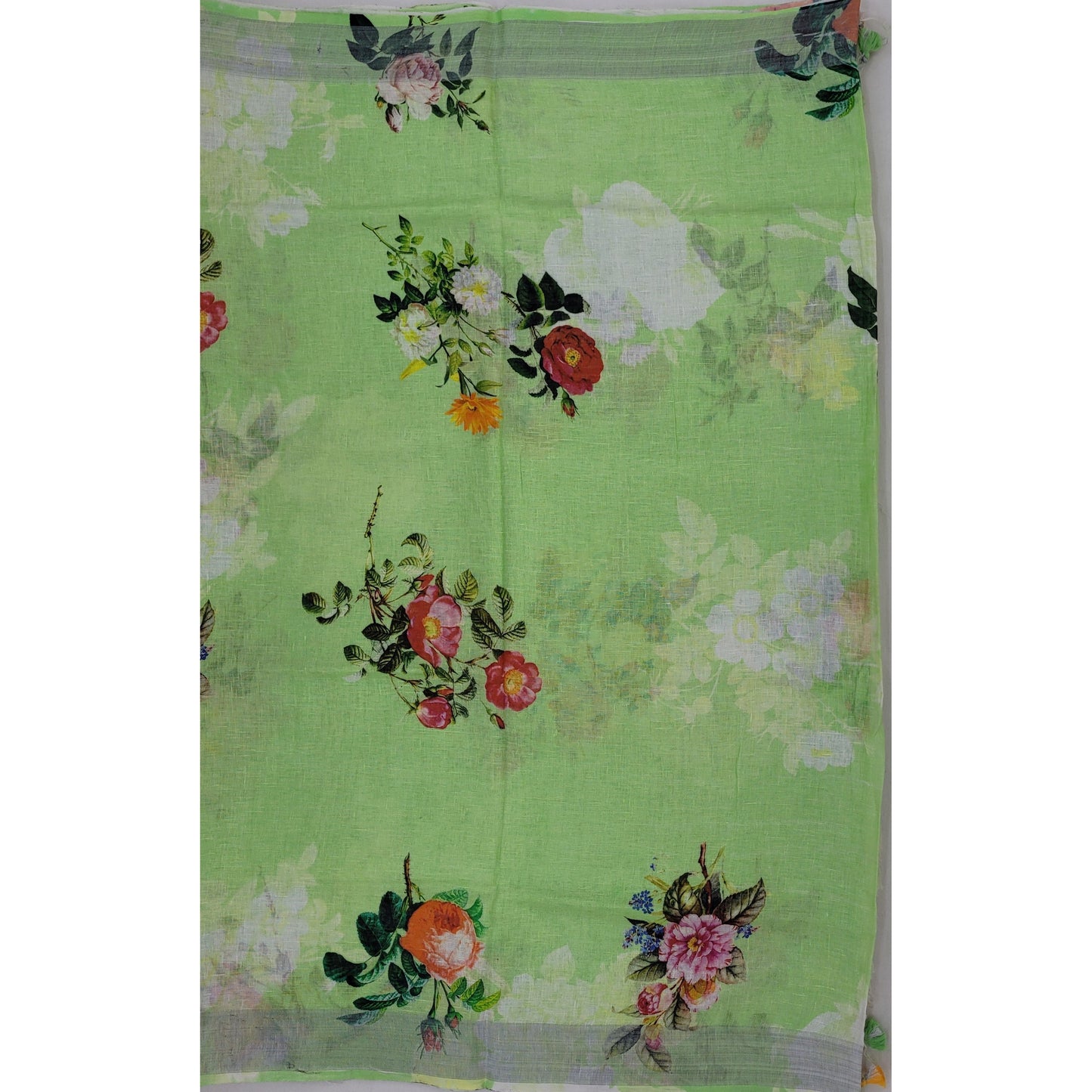 Handwoven premium digital print linen saree - Vinshika