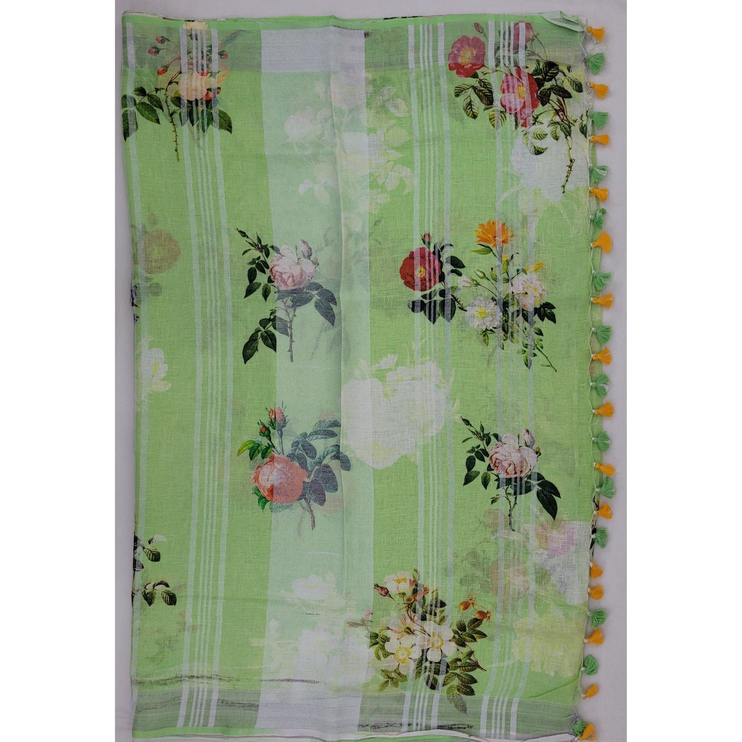 Handwoven premium digital print linen saree - Vinshika