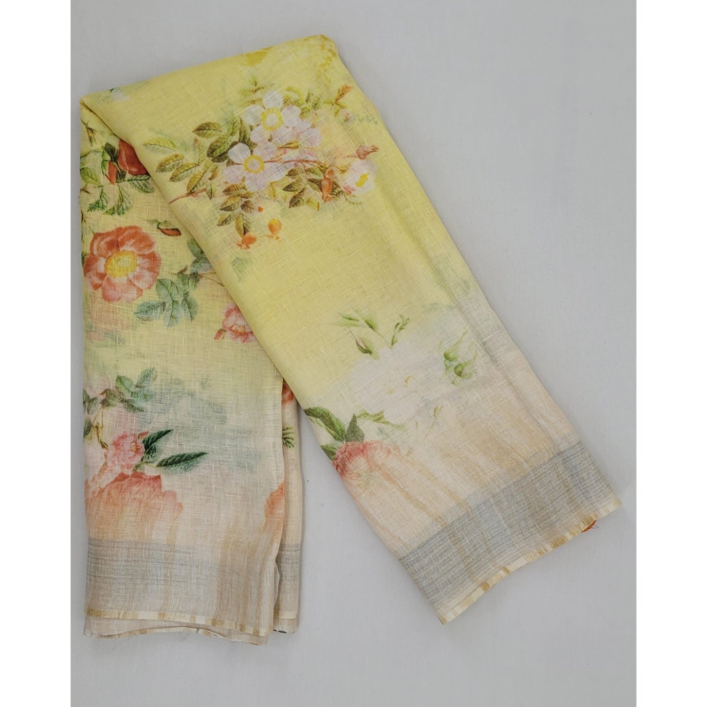 Handwoven premium digital print linen saree - Vinshika
