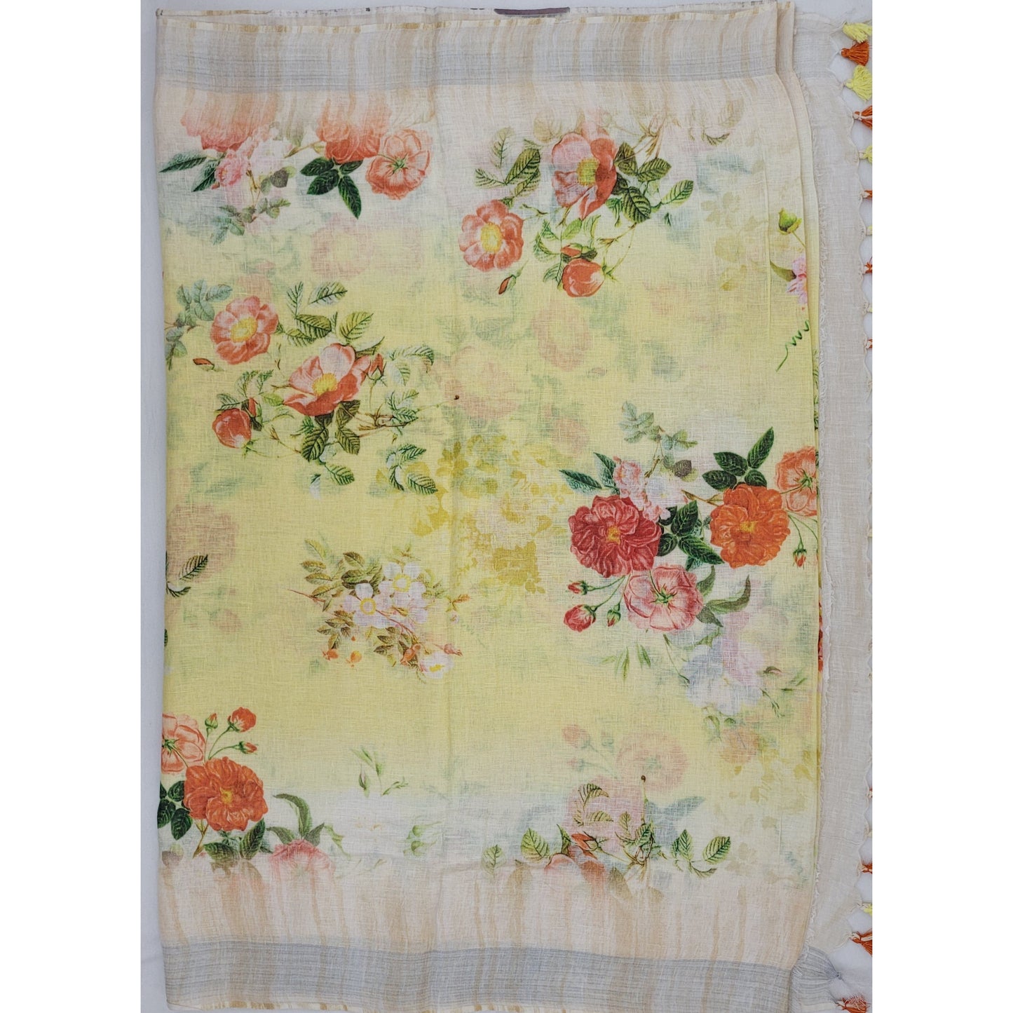 Handwoven premium digital print linen saree - Vinshika