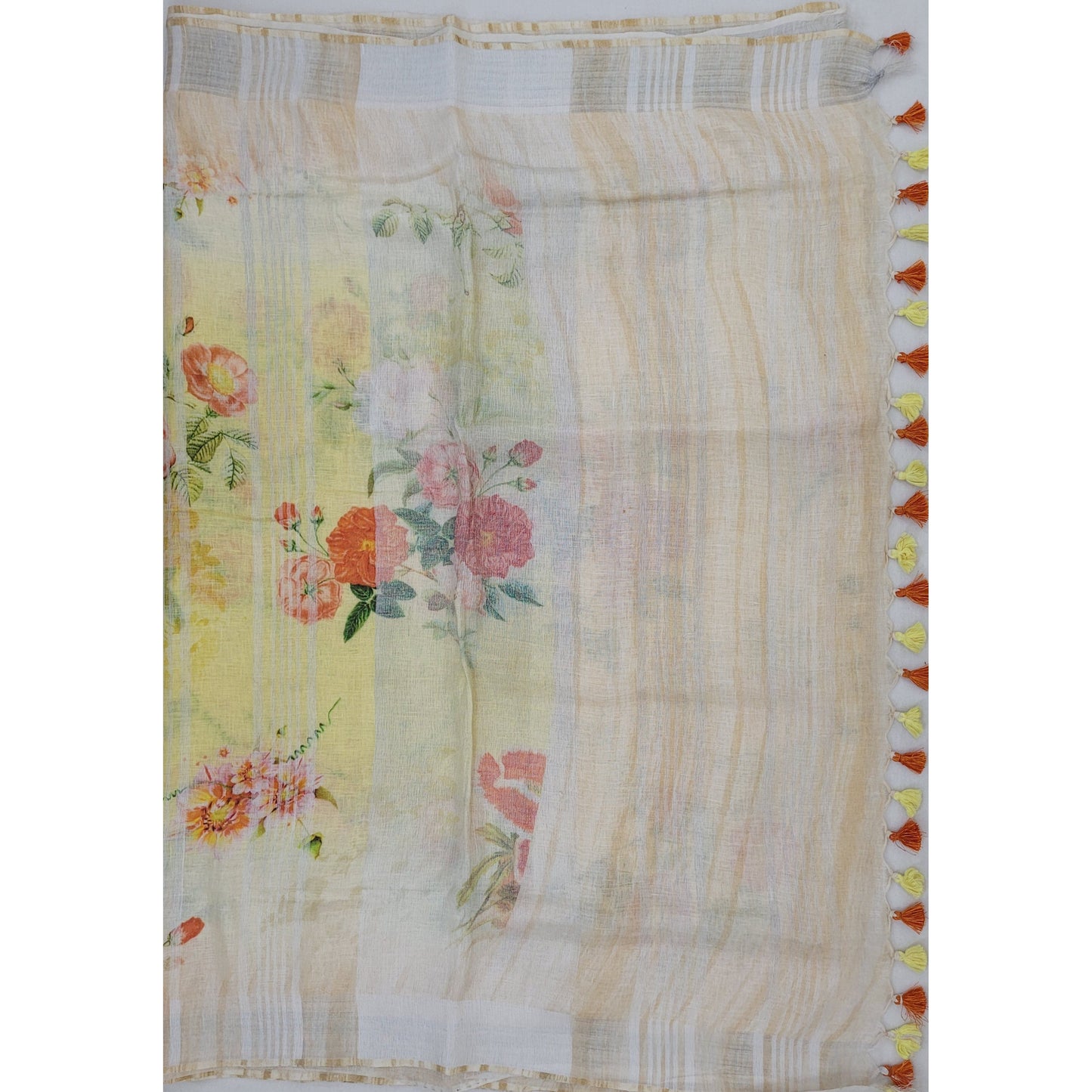 Handwoven premium digital print linen saree - Vinshika