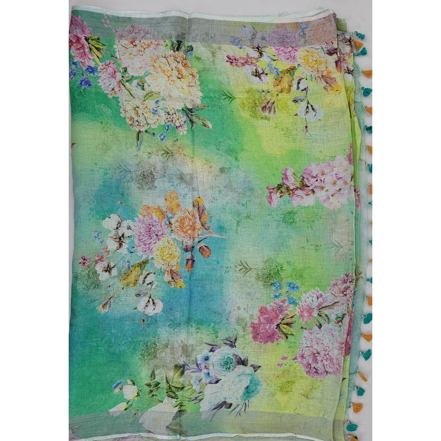 Handwoven premium digital print linen saree - Vinshika