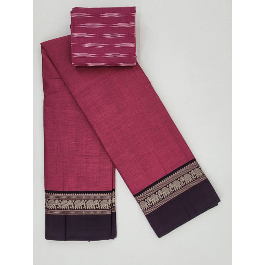 Narayanpet pure cotton thread border saree - Vinshika