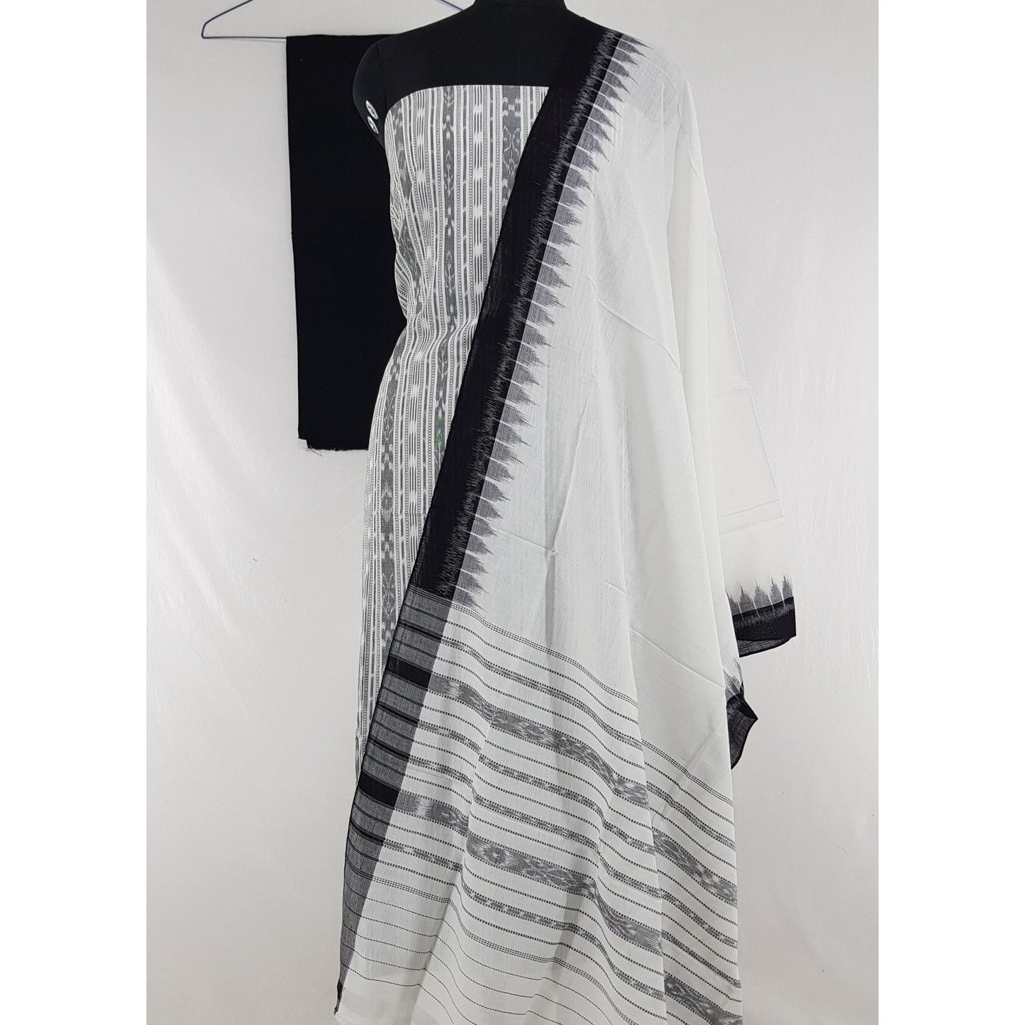 Sambalpuri Handloom Ikat cotton salwar set with temple border dupatta - Vinshika