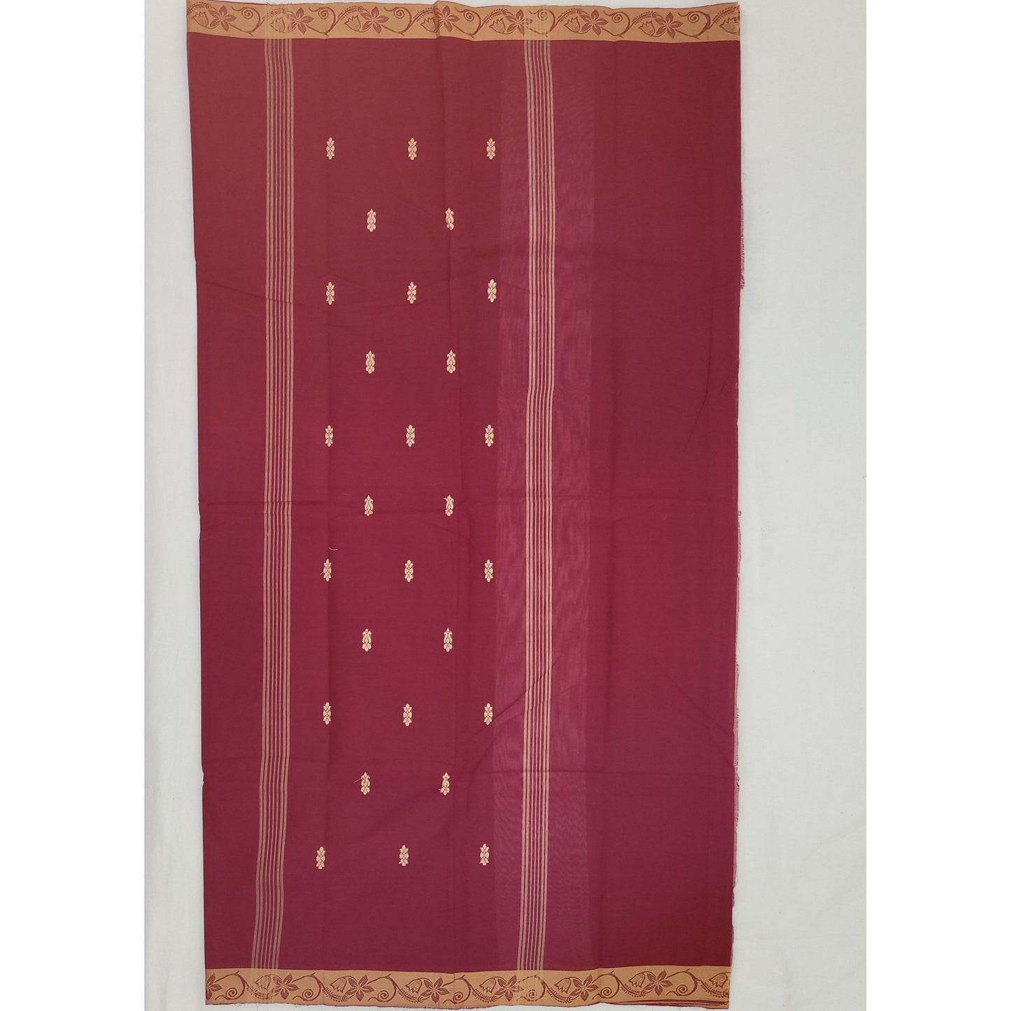Maroon Color Venkatagiri Handloom Cotton Saree - Vinshika