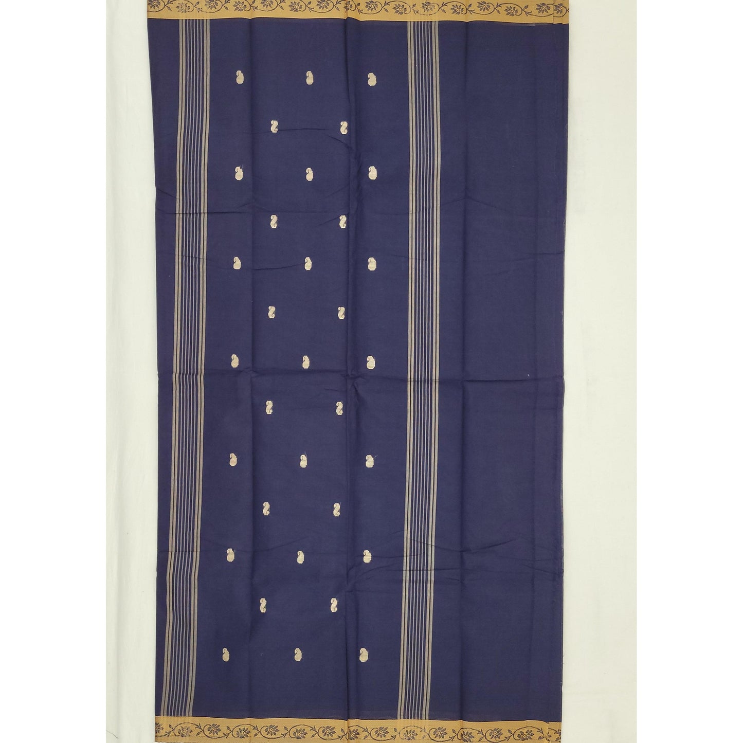 Navy Blue Color Venkatagiri Handloom Cotton Saree - Vinshika