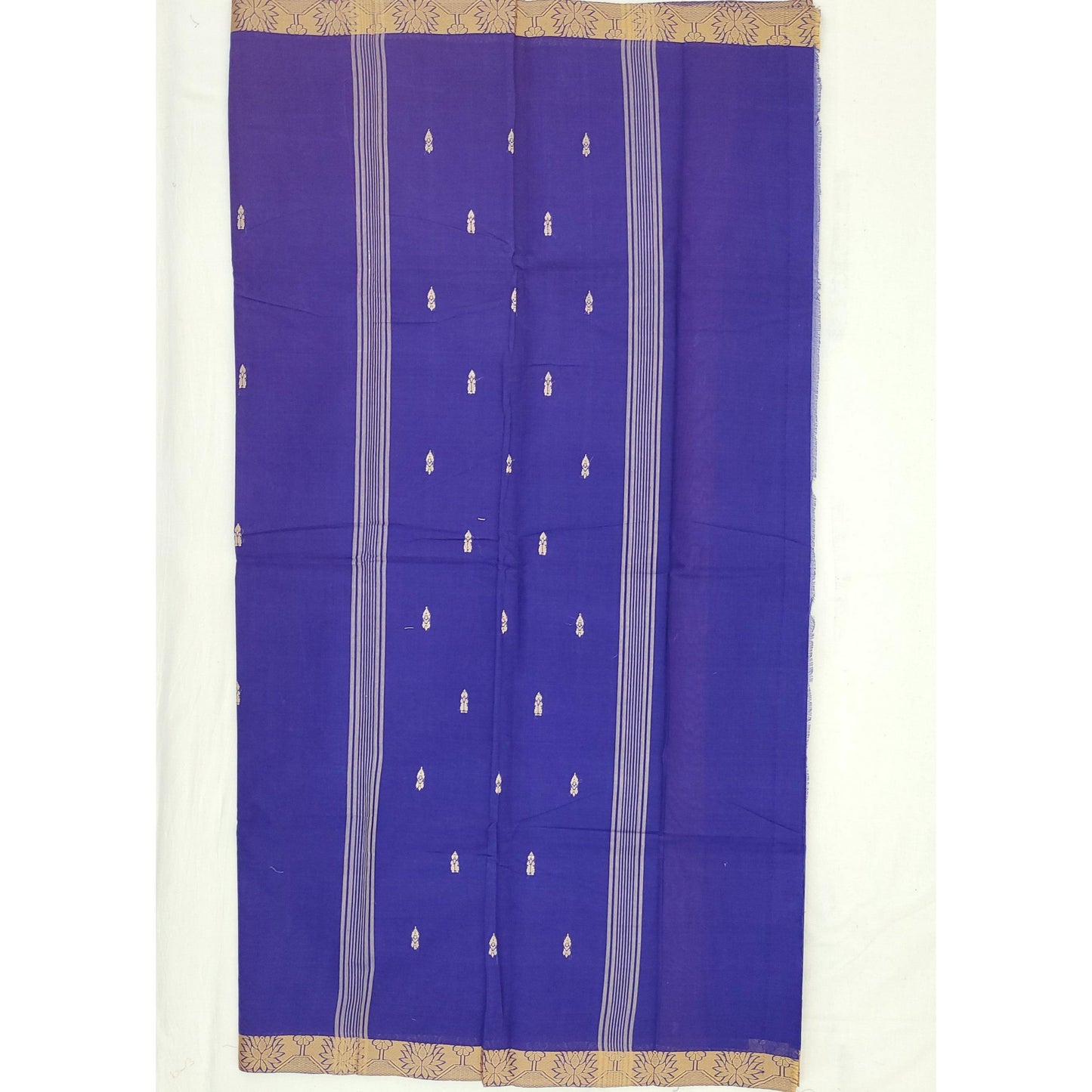 True Blue Color Venkatagiri Handloom Cotton Saree - Vinshika