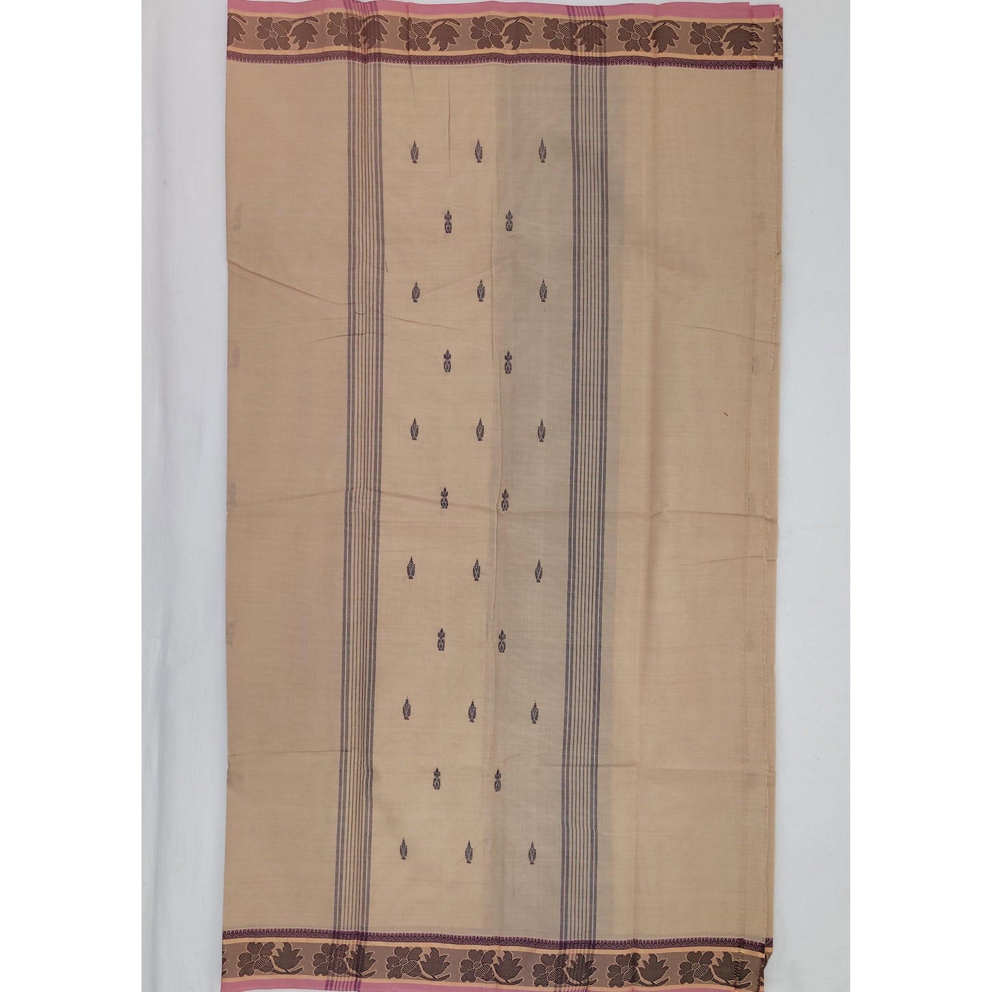 Sand Color Venkatagiri Handloom Cotton Saree - Vinshika