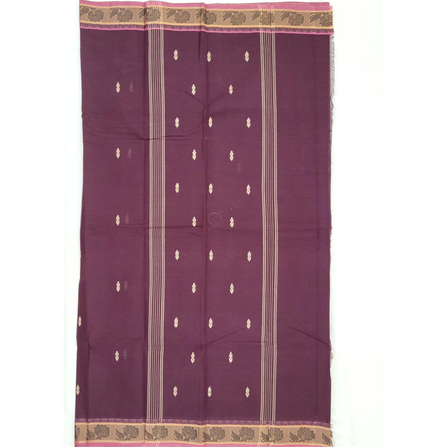 Wine Color Venkatagiri Handloom Cotton Saree - Vinshika
