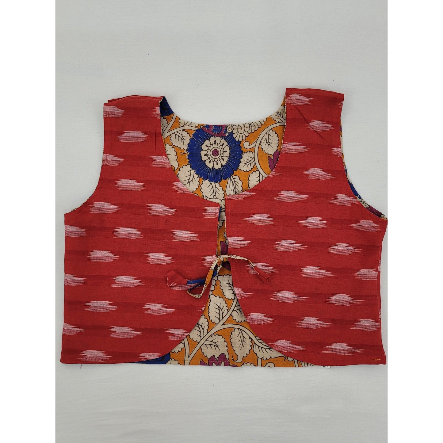 Kalamkari and Ikat Reversible Women’s Waist Coat - Vinshika