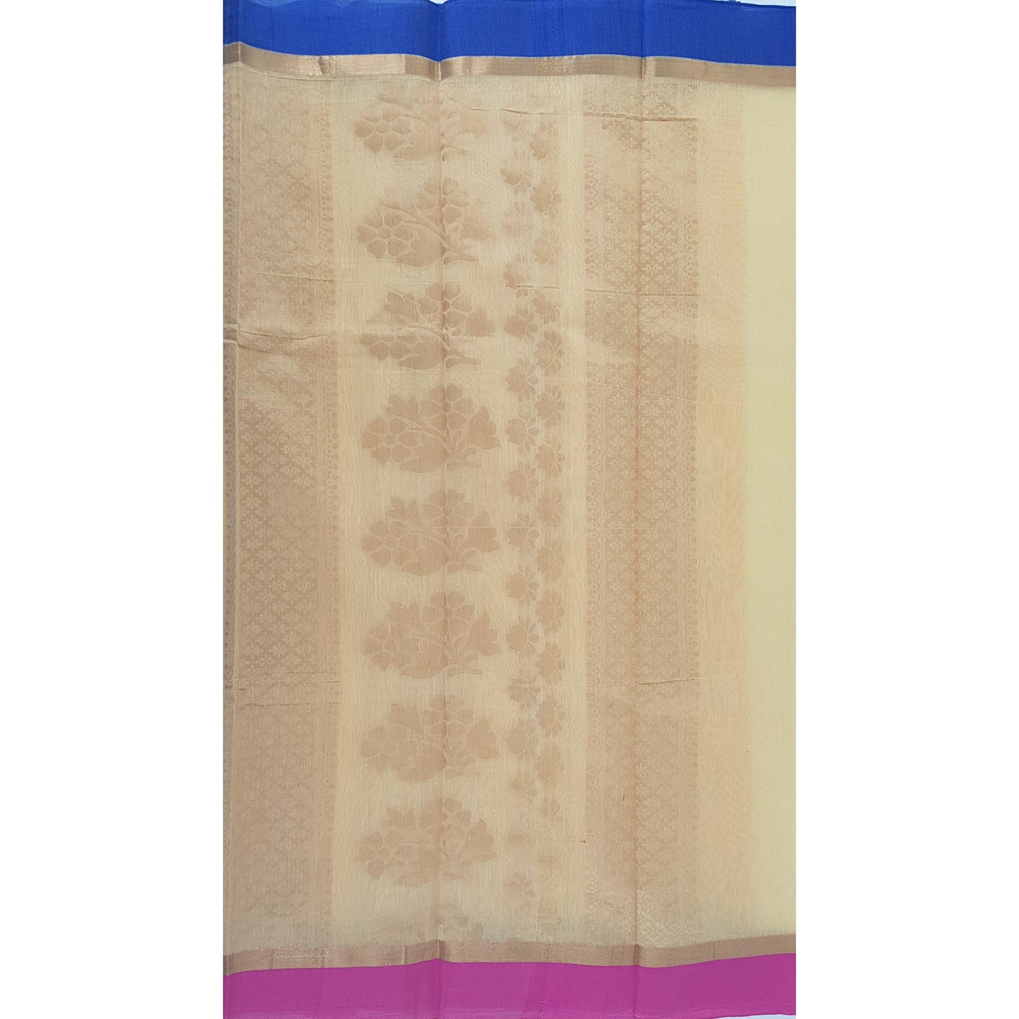 Light yellow and Pink SICO Saree with blouse - Vinshika
