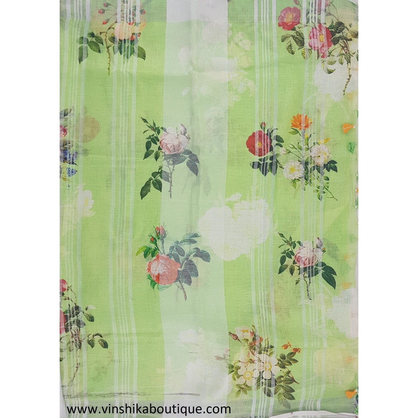 Handwoven premium digital print linen saree - Vinshika