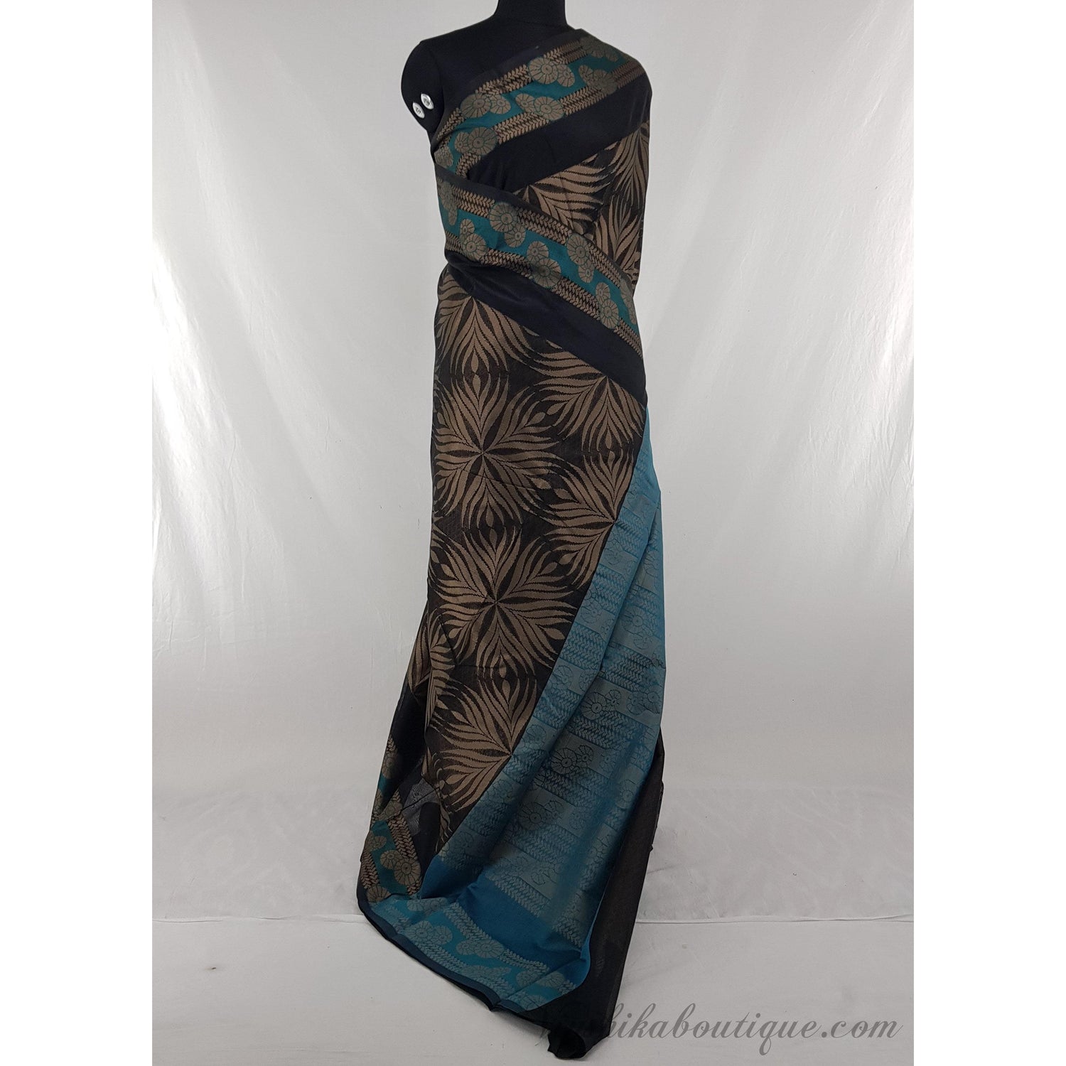 Black and Blue color SICO fancy saree - Vinshika