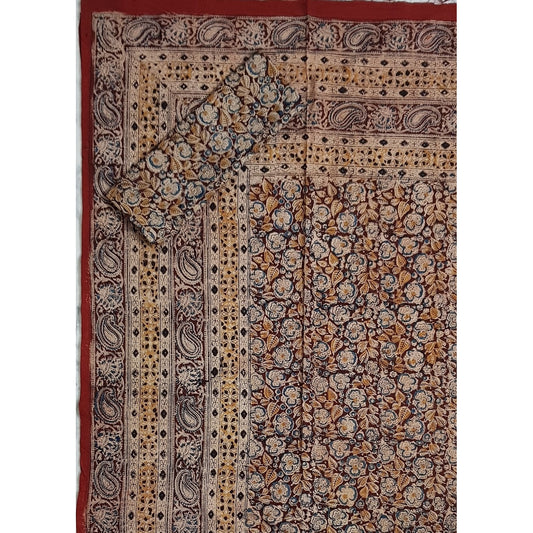 Kalamkari Hand Printed Cotton Double Bed Sheet - Vinshika