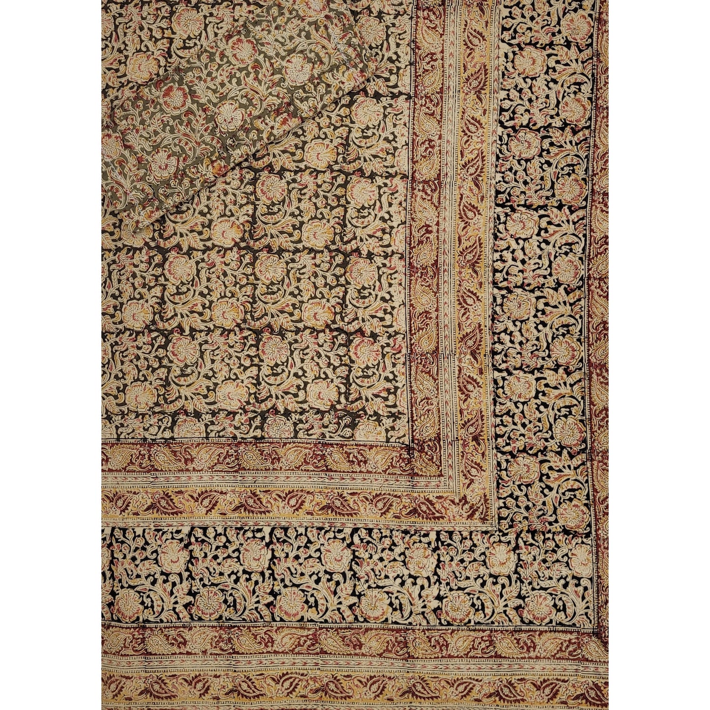 Kalamkari Hand Printed Cotton Double Bed Sheet - Vinshika