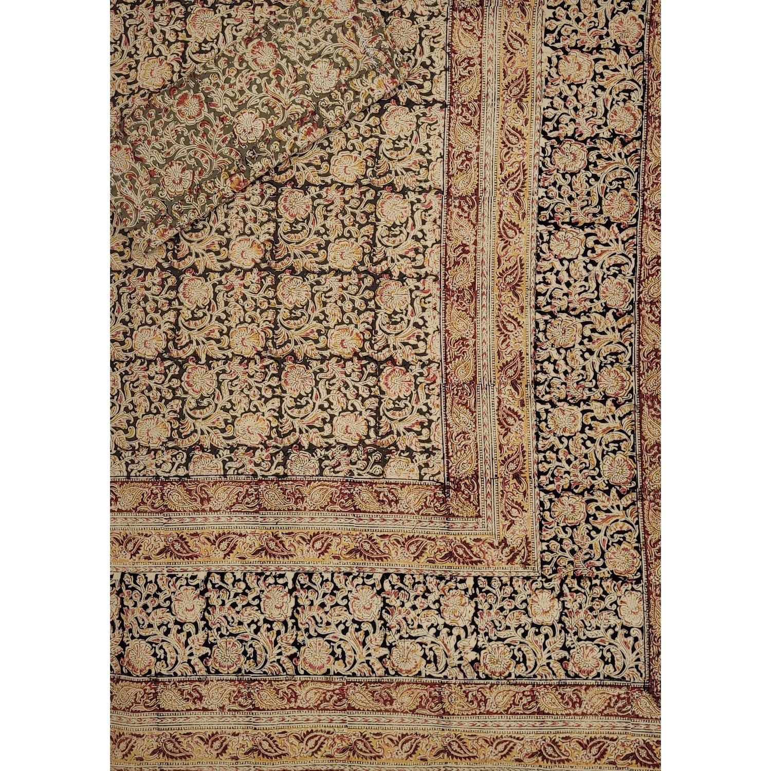 Kalamkari Hand Printed Cotton Double Bed Sheet - Vinshika