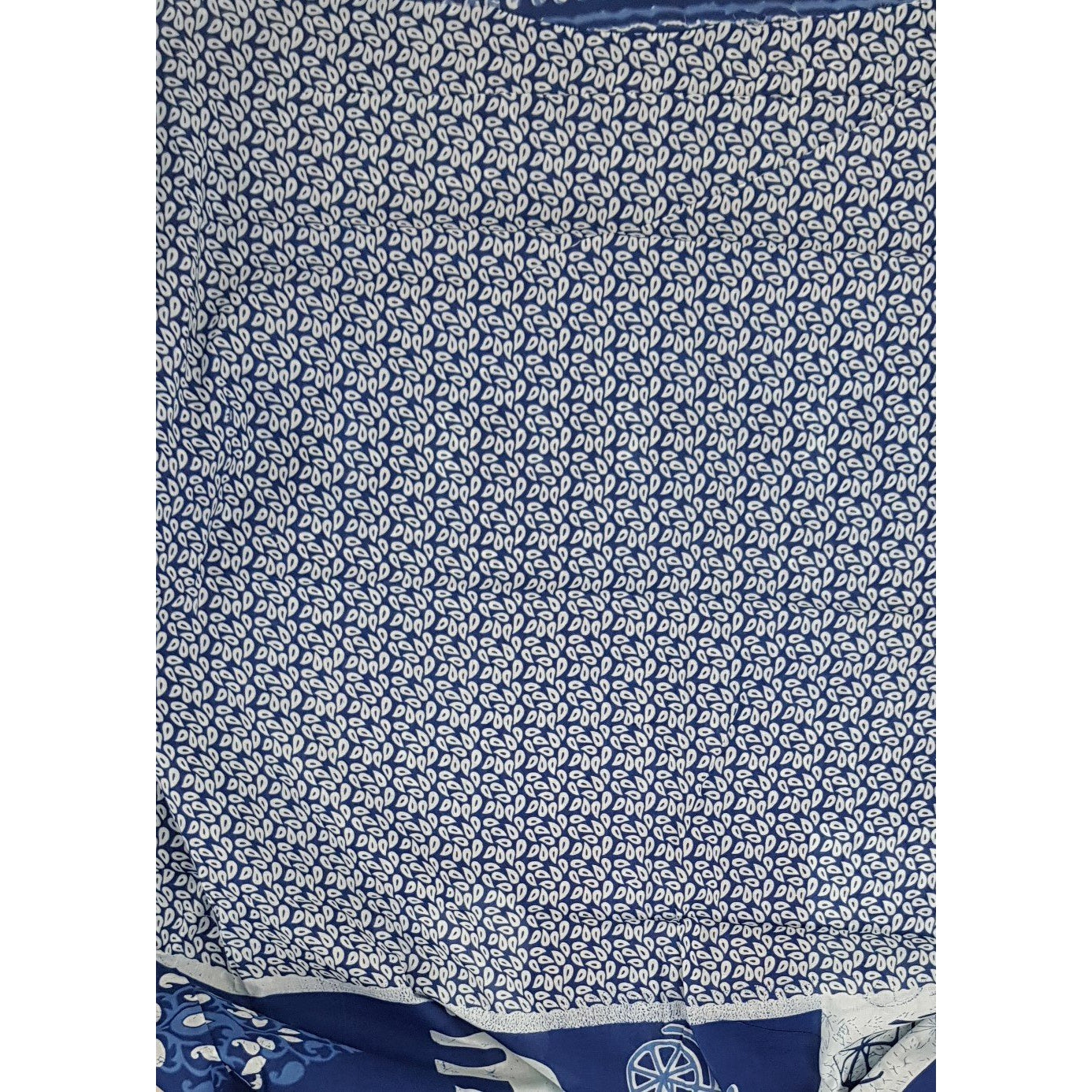 Hand Block Printed Bagru Blue and White color mul mul cotton saree with printed blouse - Vinshika