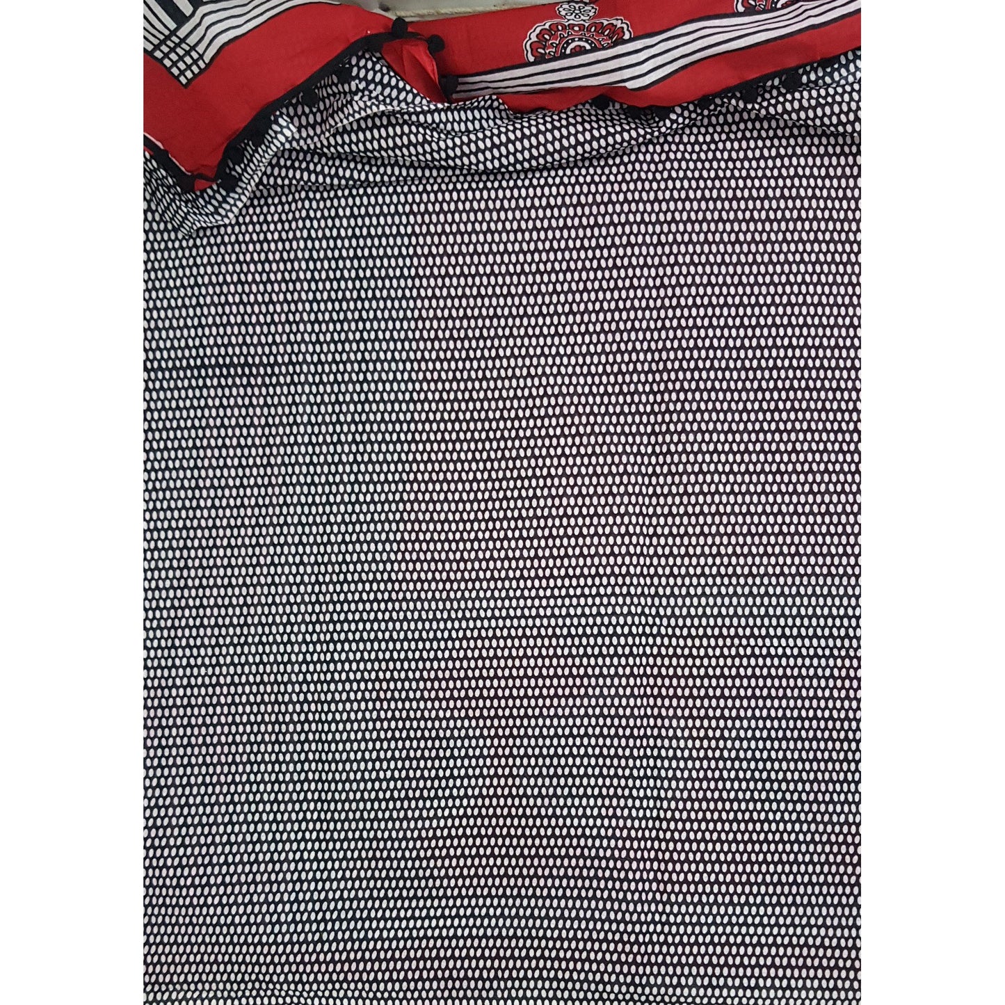 Hand Block Printed Bagru Maroon and Cream color mul mul cotton saree with printed blouse - Vinshika