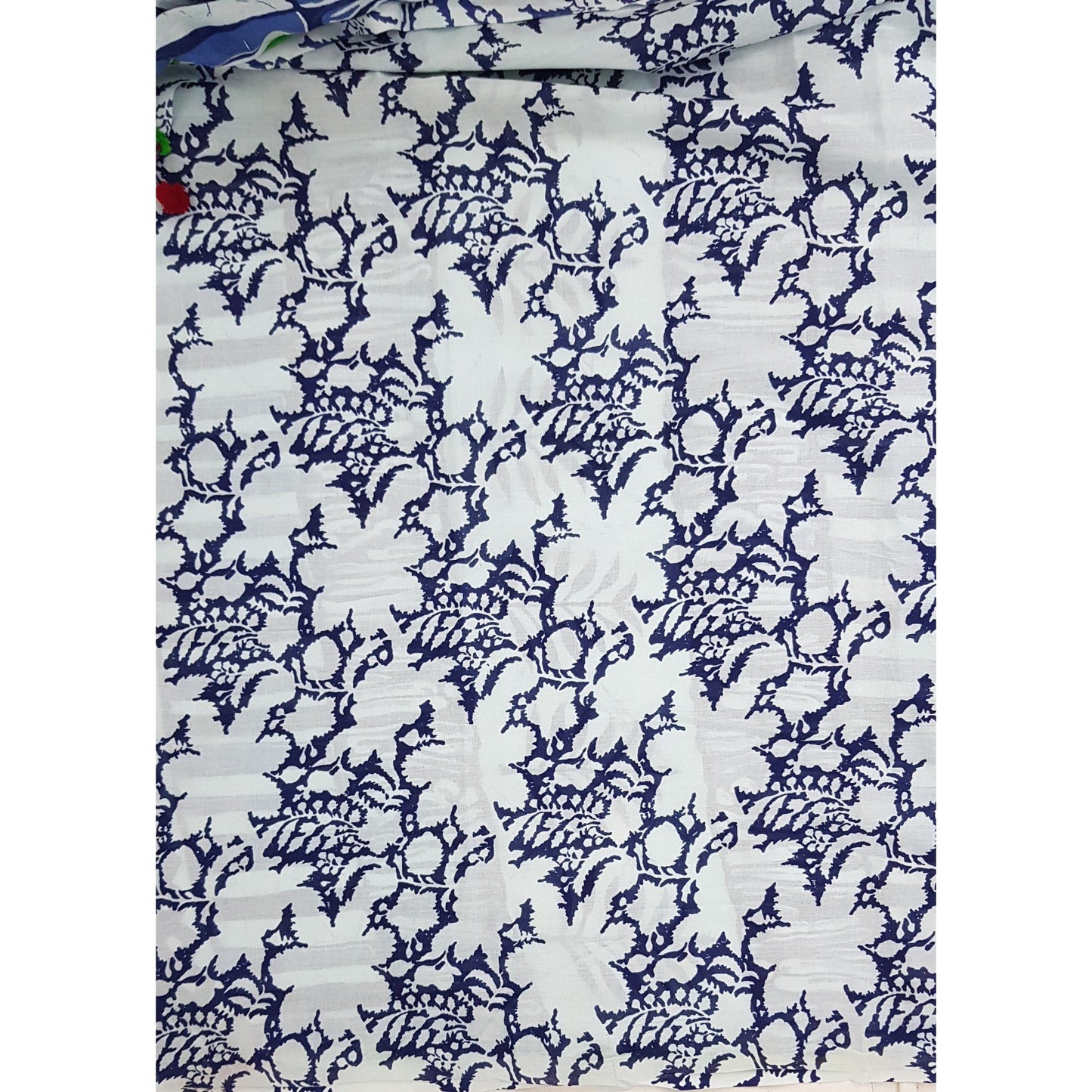 Hand Block Printed Bagru Blue and white color mul mul cotton saree with printed blouse - Vinshika