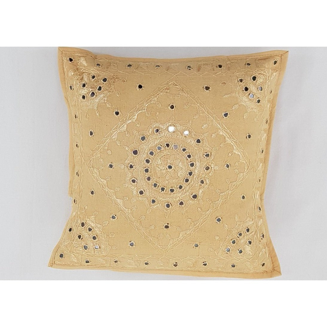 Cotton Hand Embroidered Mirror work Cushion Cover - Vinshika
