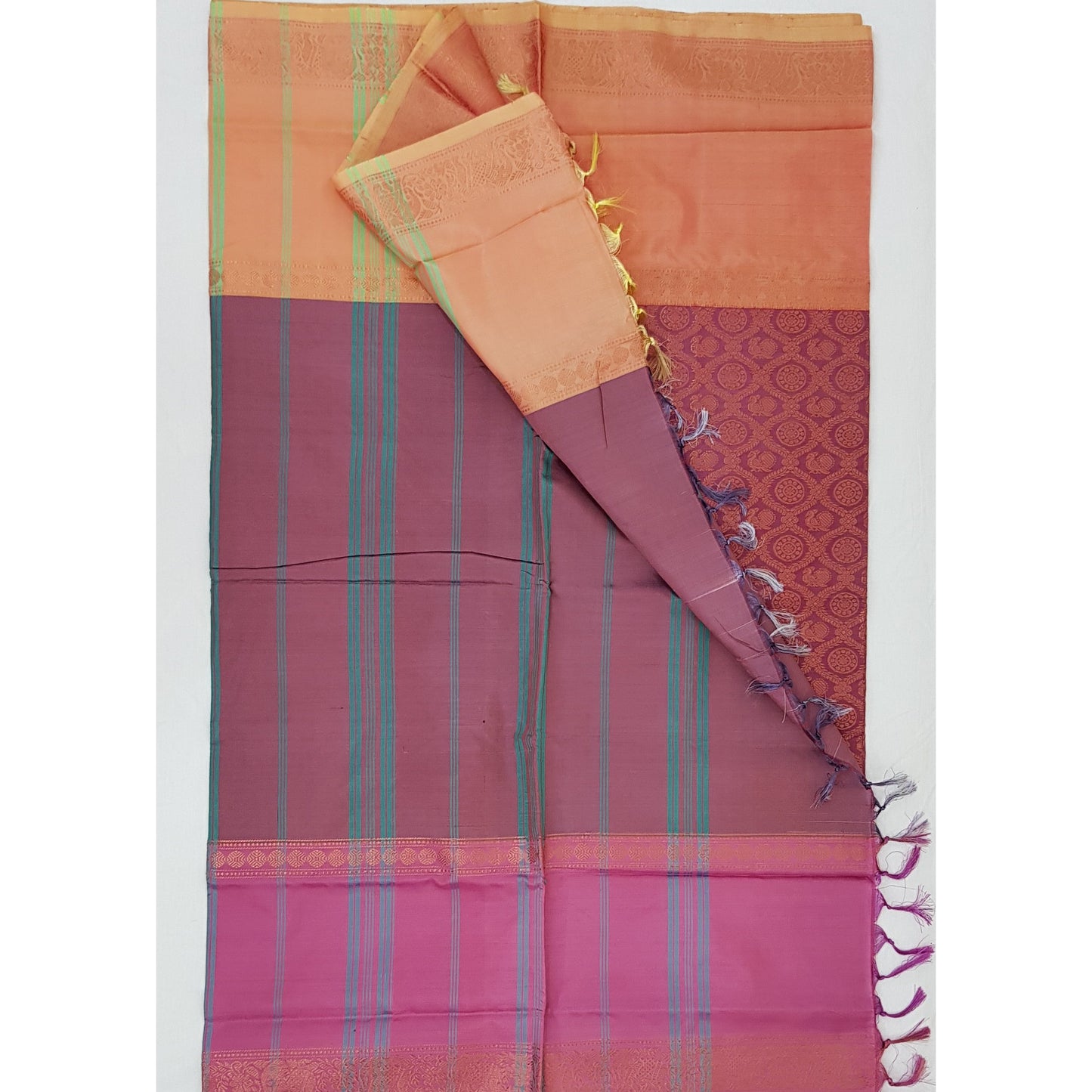 Wine color Handwoven Chinnalapattu Vanasingaram design saree - Vinshika