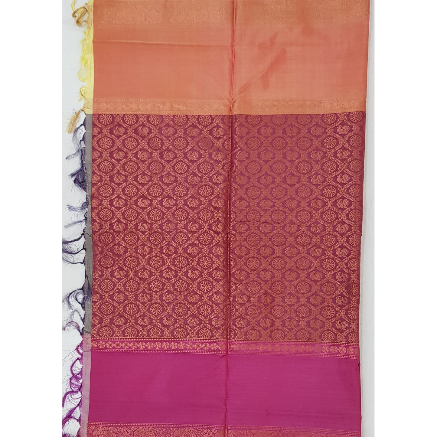Wine color Handwoven Chinnalapattu Vanasingaram design saree - Vinshika