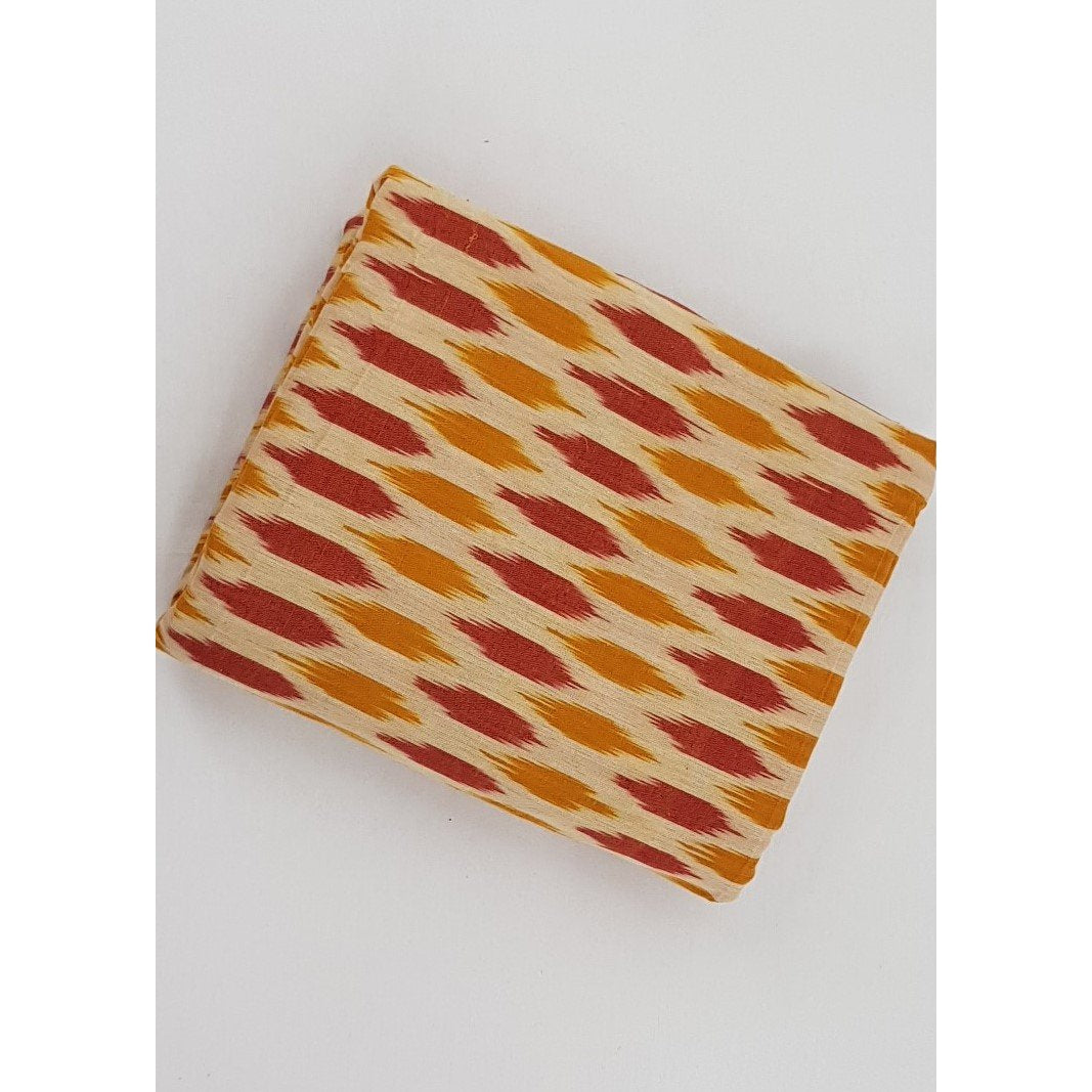 Light Saffron Color Handwoven Ikat cotton fabric Vinshika Boutique