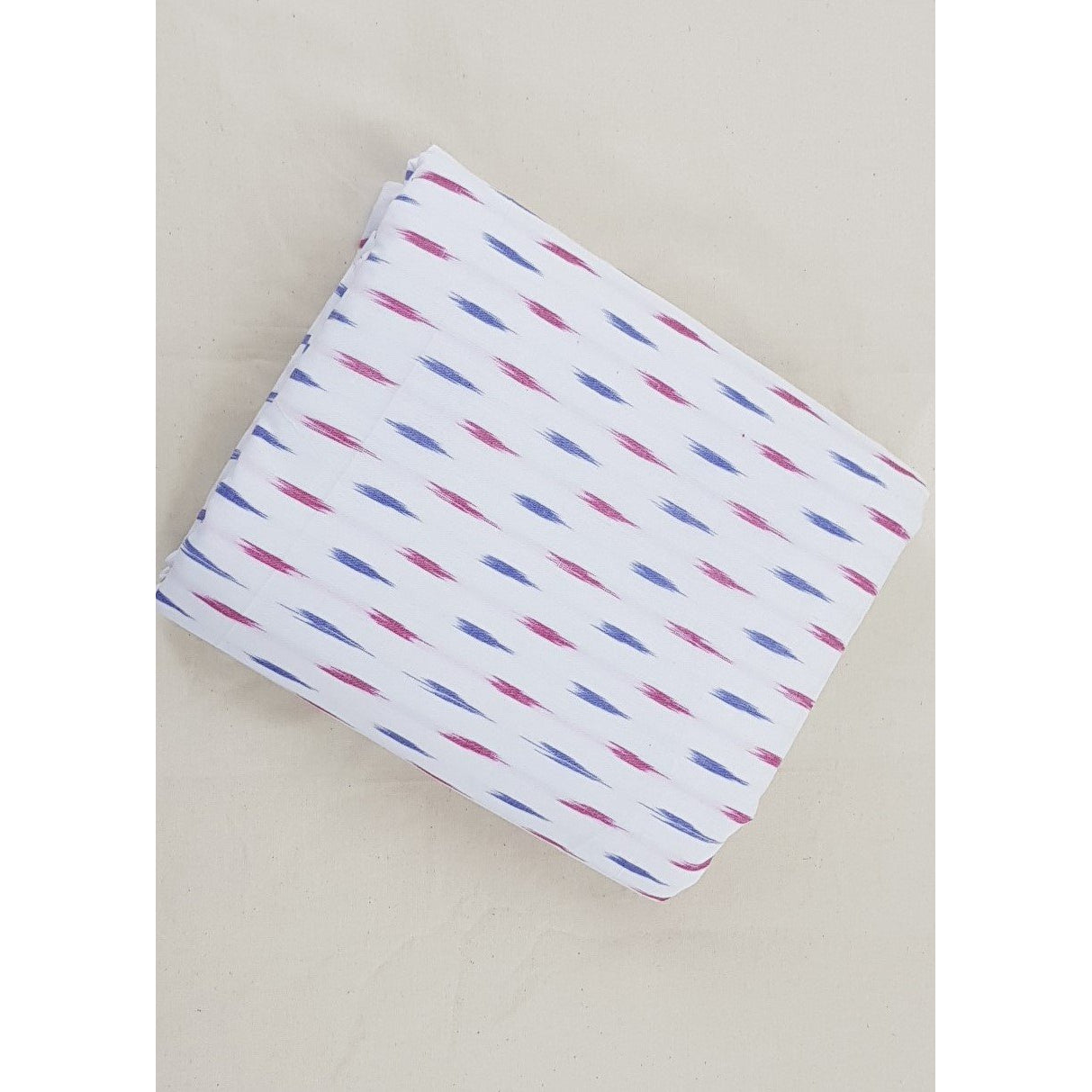 White Color Handwoven Ikat cotton fabric - Vinshika