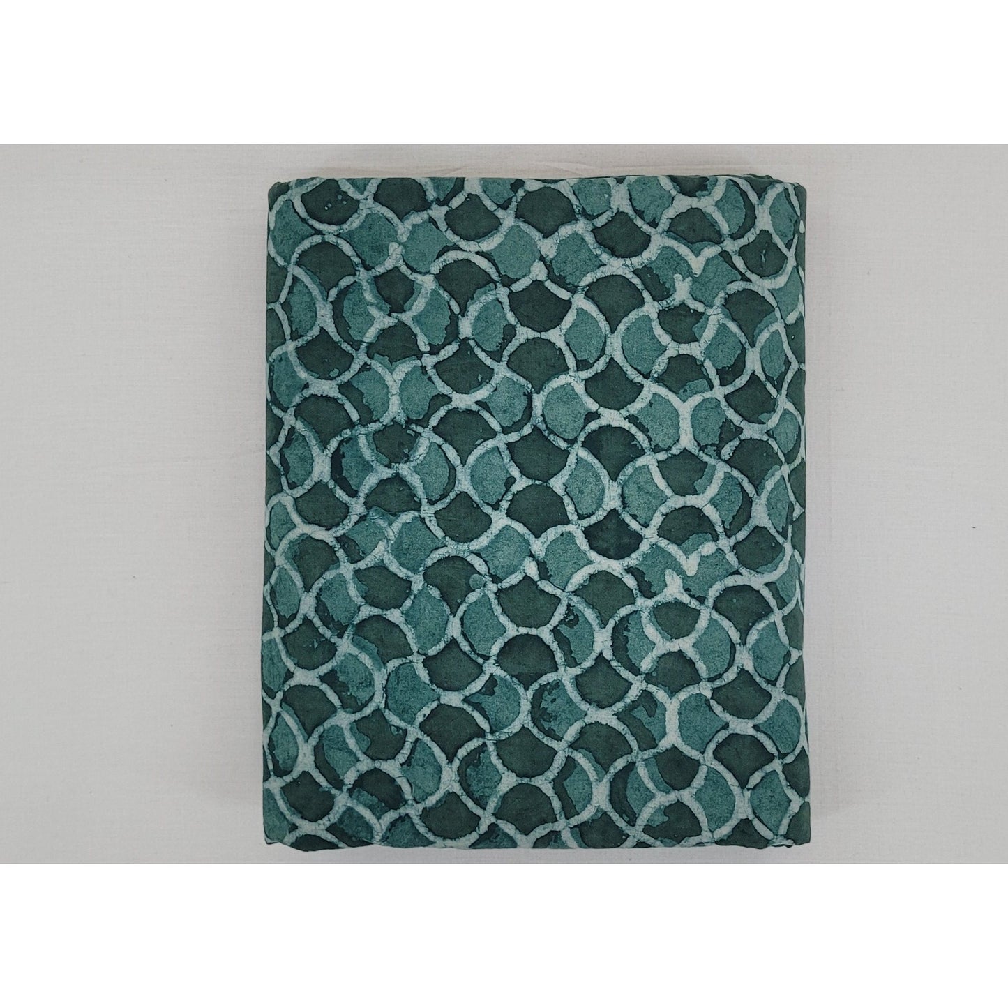 Aqua Blue Color hand block printed Bagru cotton fabric - Vinshika