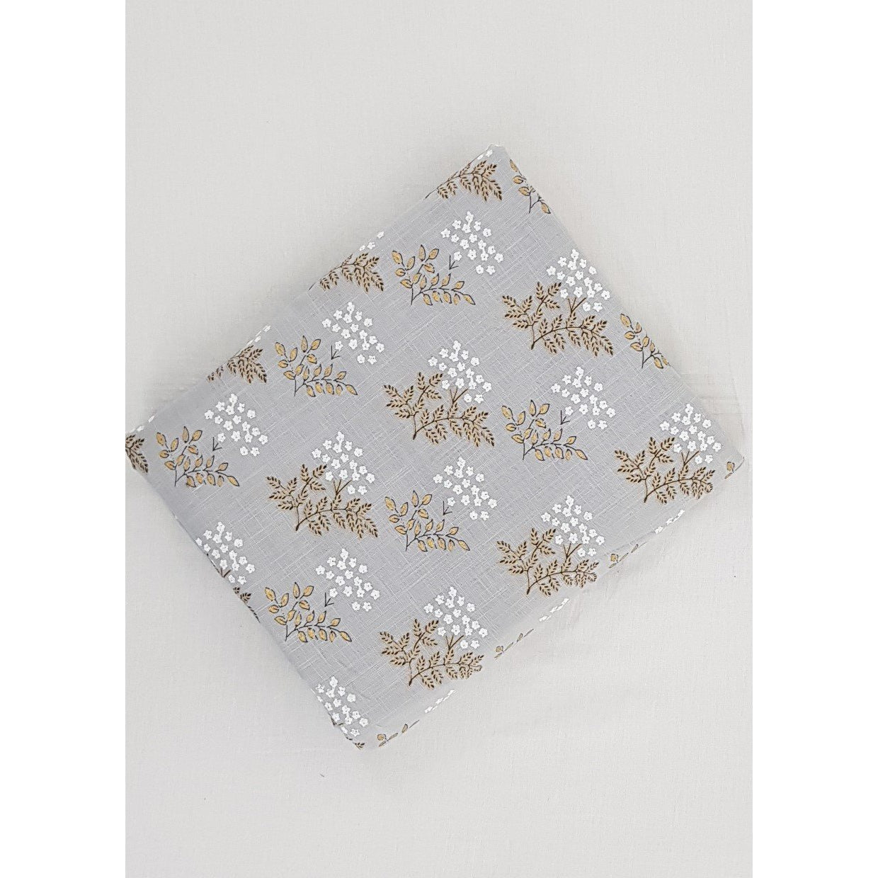 Light Blue Melange color hand block printed Bagru cotton fabric - Vinshika