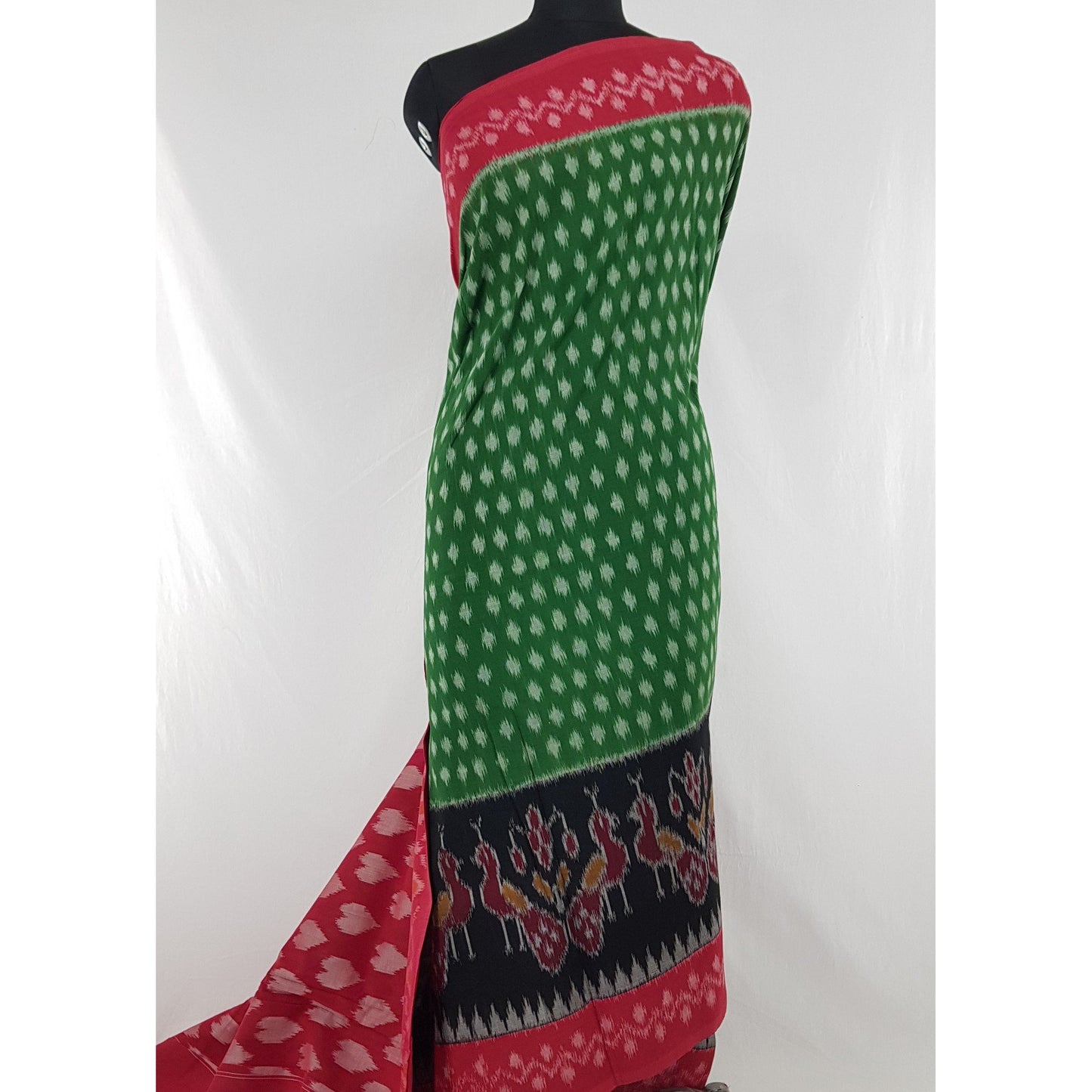 Handloom pochampally ikat mercerized cotton saree with blouse - Vinshika