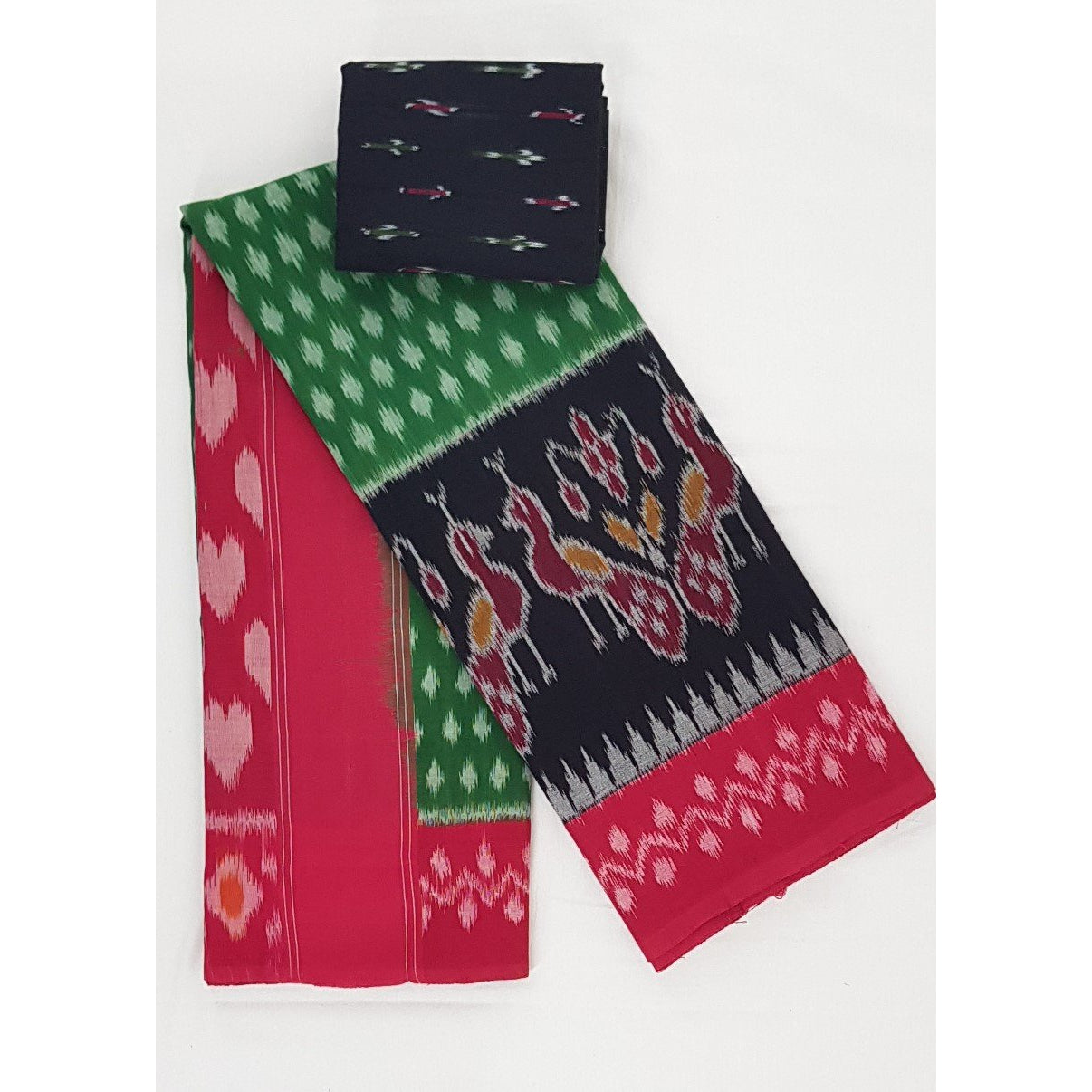 Handloom pochampally ikat mercerized cotton saree with blouse - Vinshika