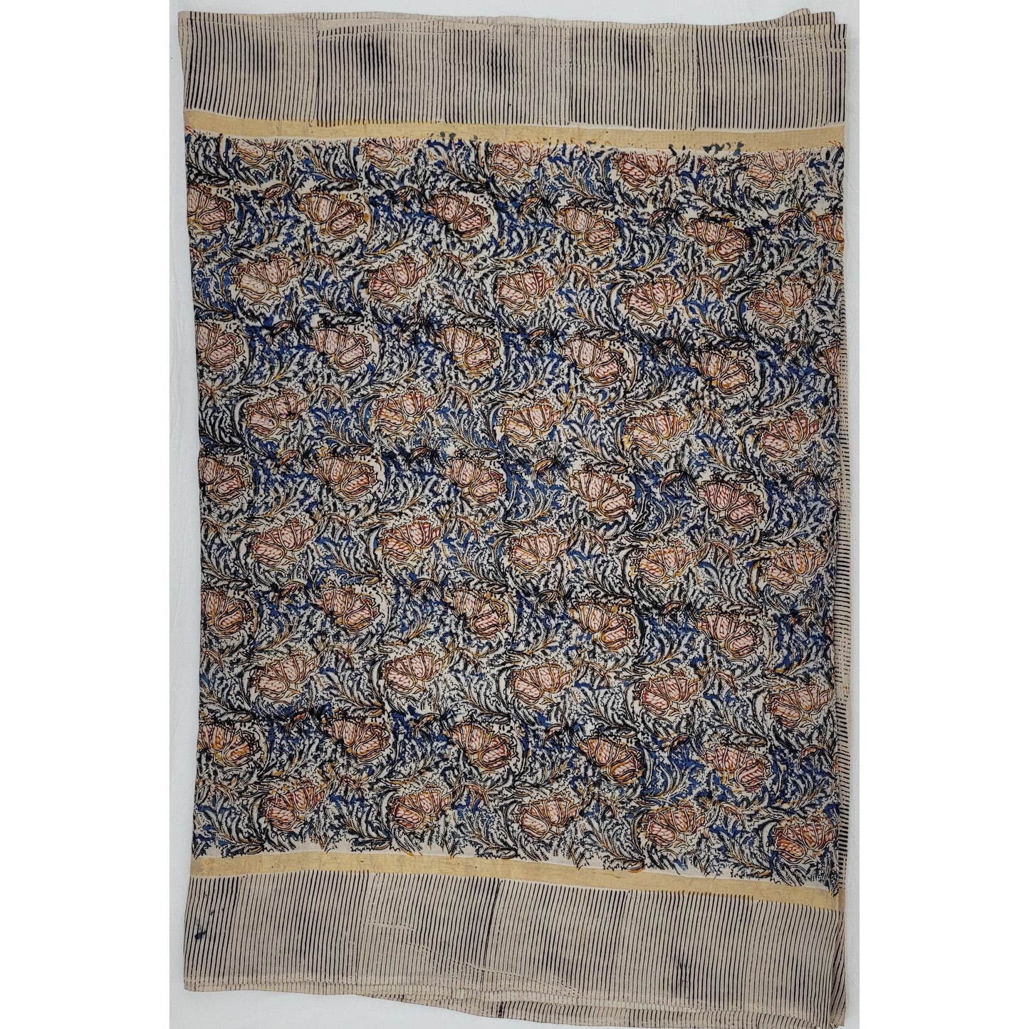 Handprinted Kalamkari Silk saree with Zari border - Vinshika