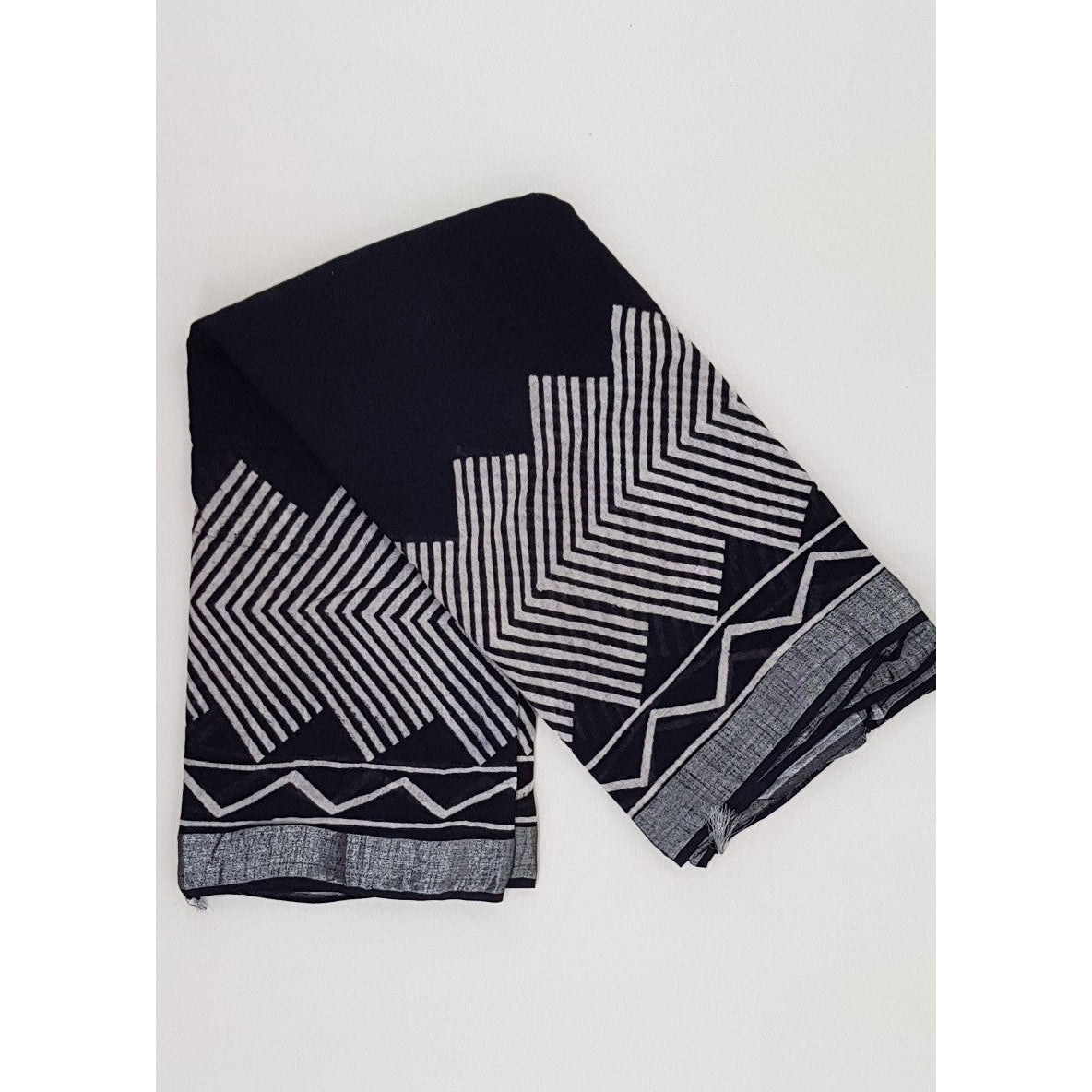 Hand Block Printed Linen Bagru Saree - Vinshika